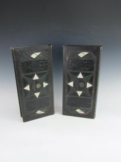 Pair of Early Leather Bound Ditzler Automotive Paint Chip Boxes