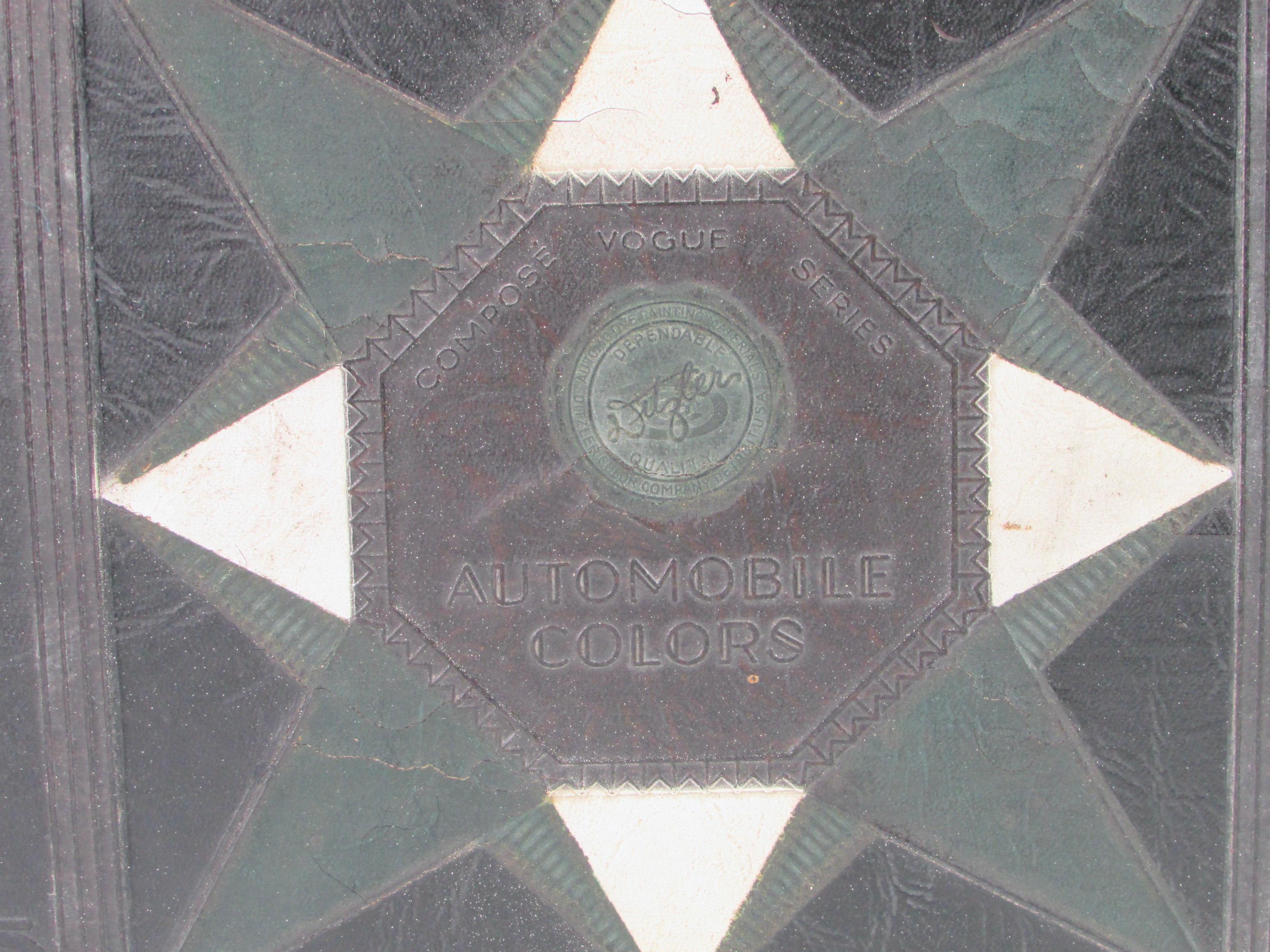 Art Nouveau Pair of Early Leather Bound Ditzler Automotive Paint Chip Boxes For Sale