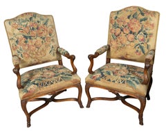 Pair Of Early Louis XV Style Walnut Armchairs