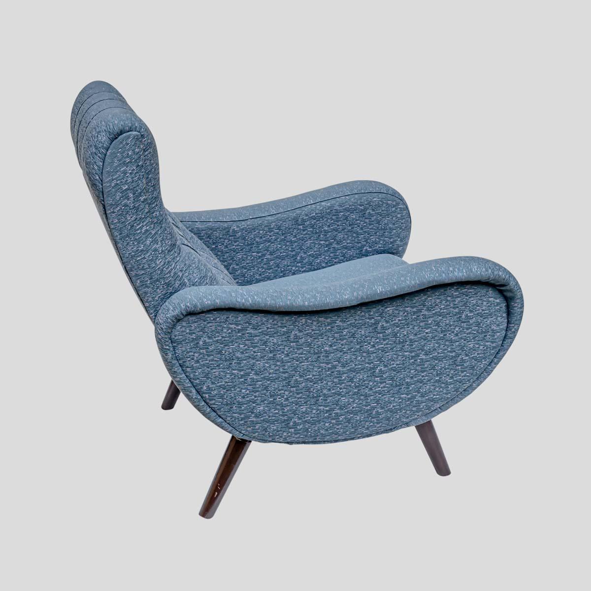 Mid-Century Modern Pair of early Marco Zanuso design blue upholstery armchairs For Sale