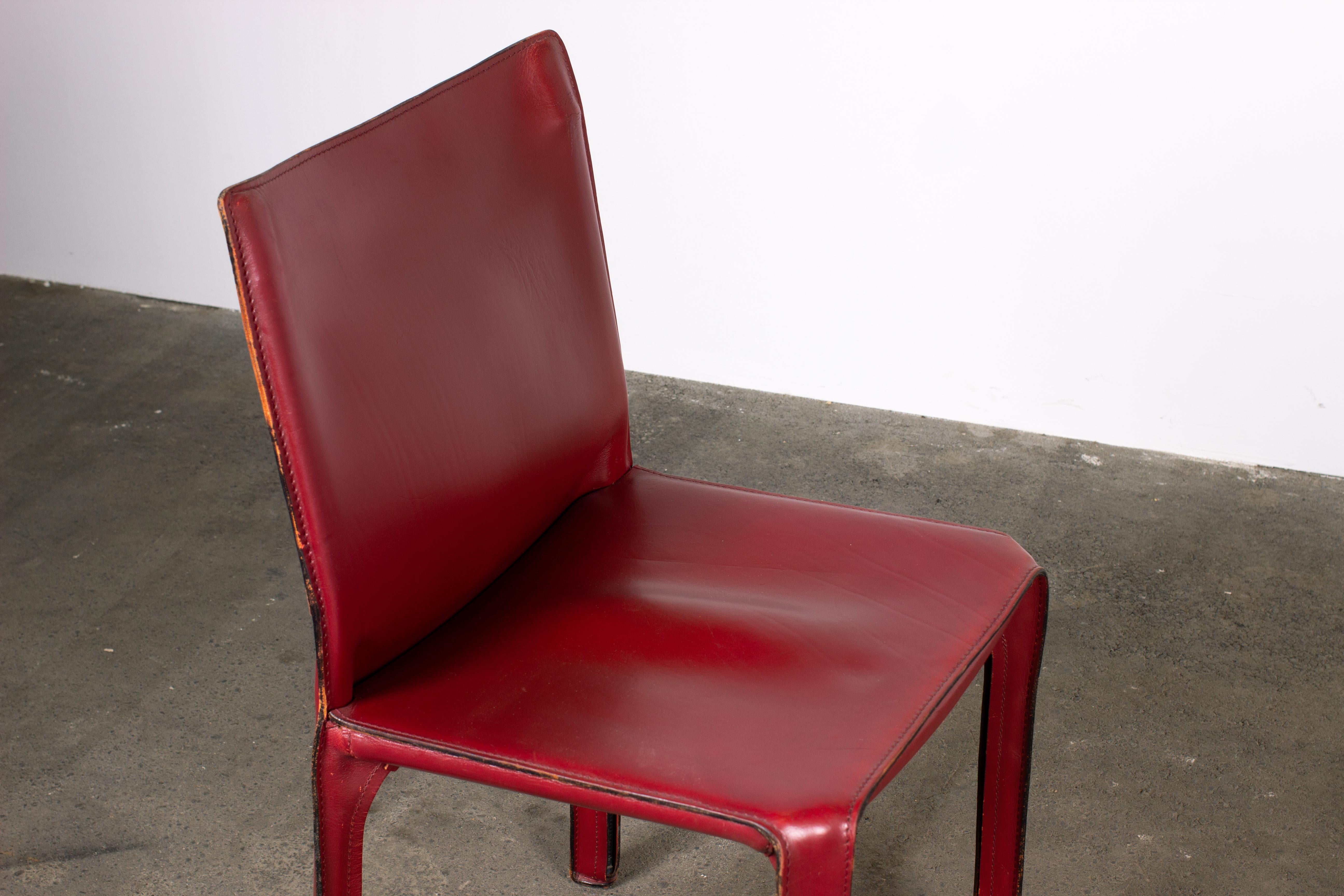 Pair of Early Mario Bellini CAB 412 Chairs in Burgundy Red Leather for Cassina 2