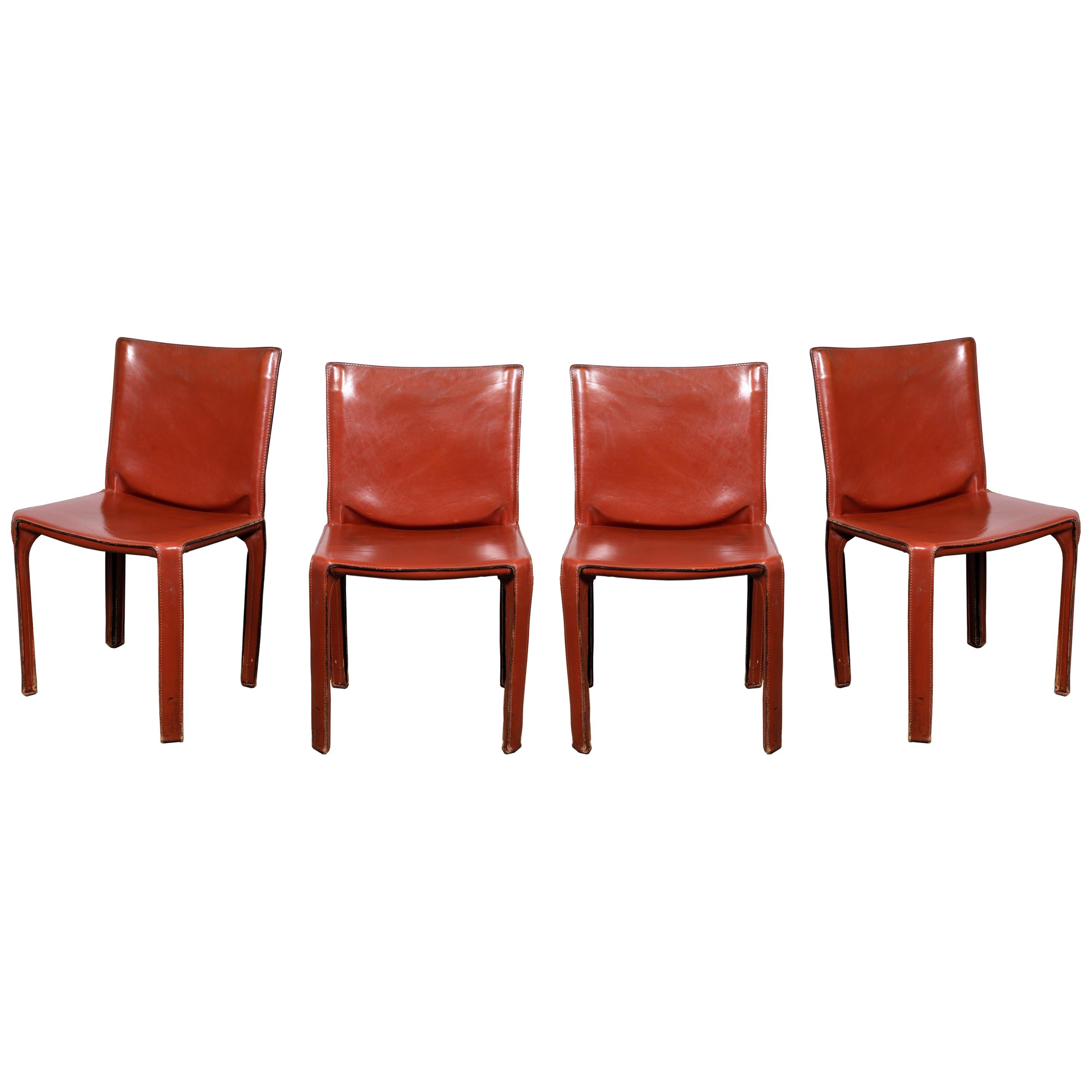 Pair of Early Mario Bellini CAB 412 Chairs in Russian Red Leather for Cassina 2