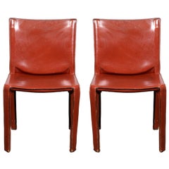 Pair of Early Mario Bellini CAB 412 Chairs in Russian Red Leather for Cassina