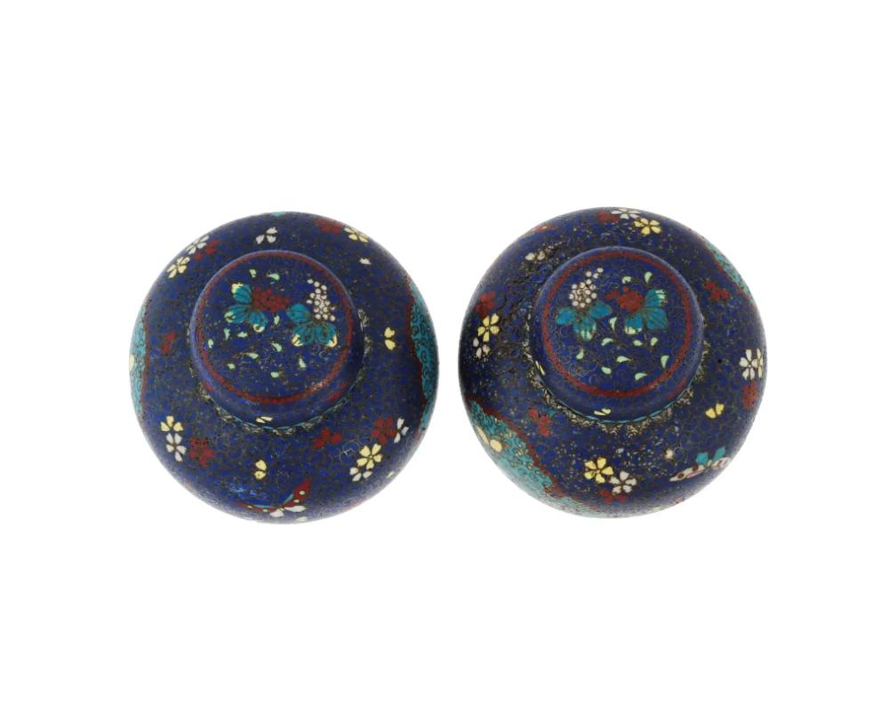 Coppia di vasi a spazzola in cloisonne giapponesi dei primi anni Meiji in vendita 5