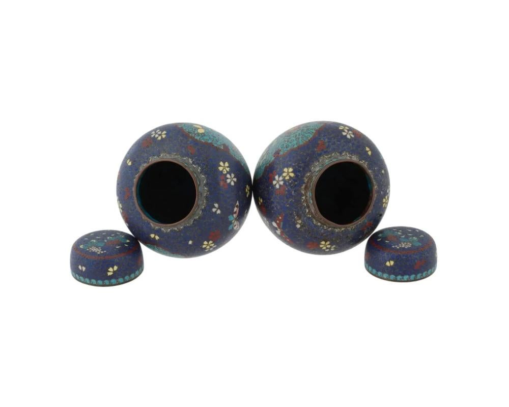 Coppia di vasi a spazzola in cloisonne giapponesi dei primi anni Meiji in vendita 6
