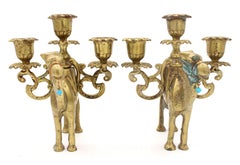 Paar Kamelkandelaber aus Messing, Anfang/Mitte des 20.