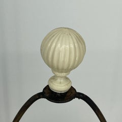 Pair of Early Mid-Century Modern Black Toleware Chrome Lamps