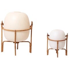 Pair of Early Miguel Milá Cesta and Cestita Lamps for Polinax, Spain, 1960s