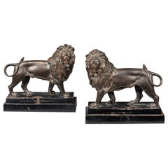 Pair of Early 19th Century Regency Cast Iron Lion Sculptures