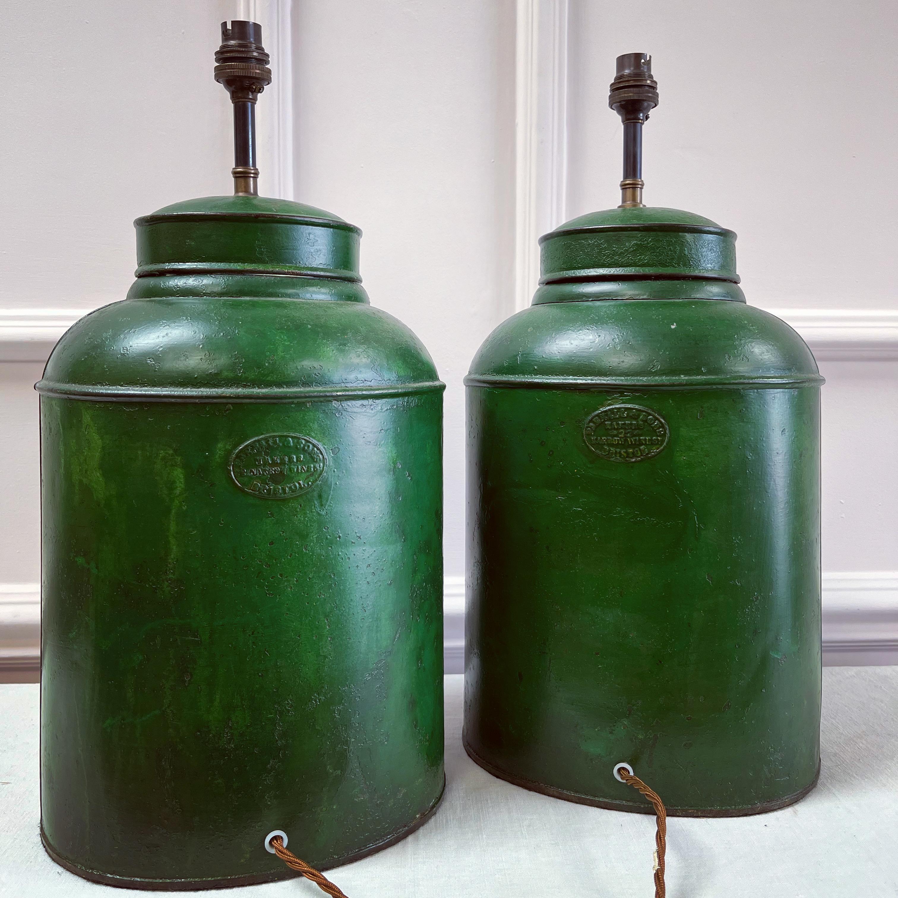 British Pair of Early Nineteenth Century Tea Tin Lamps  For Sale