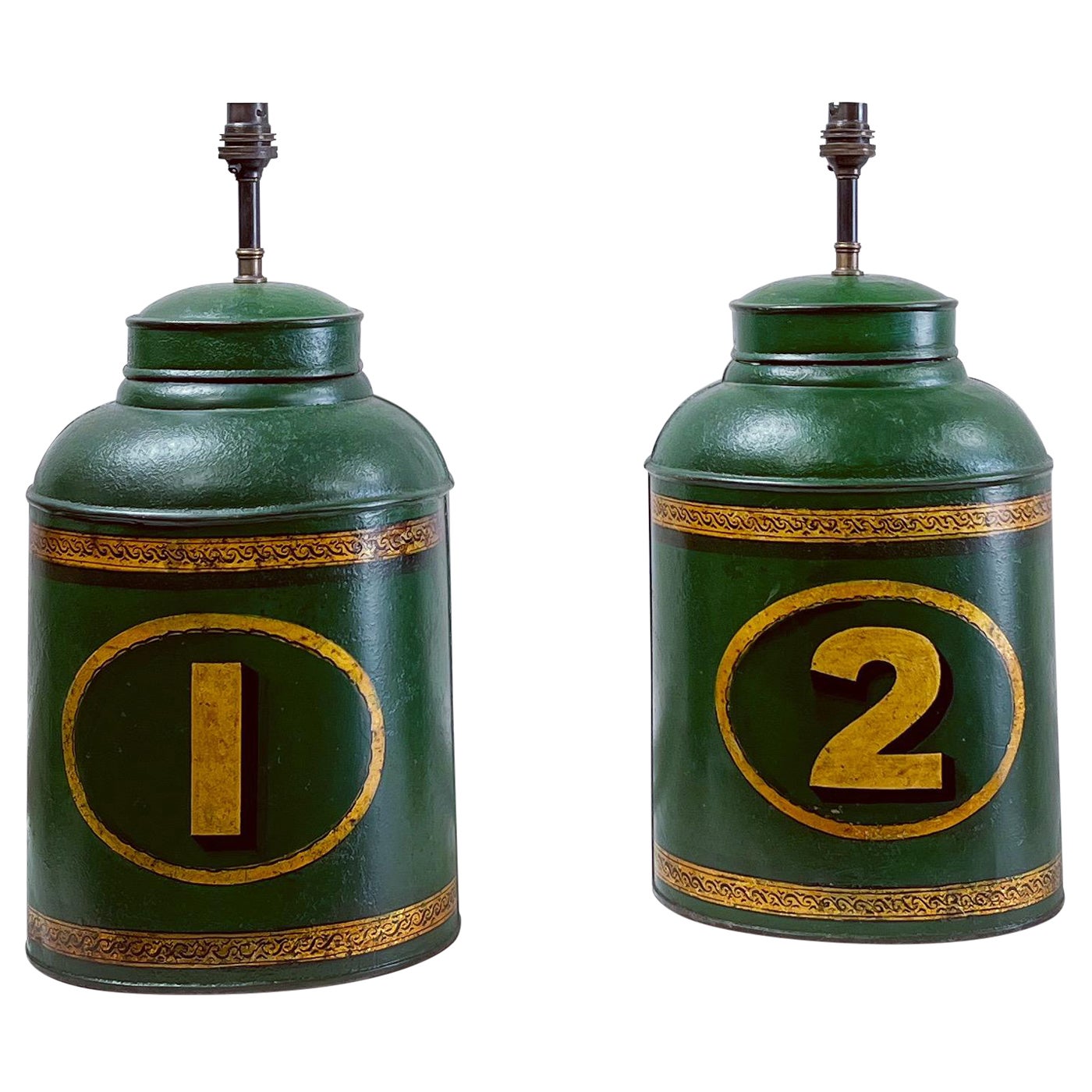 Pair of Early Nineteenth Century Tea Tin Lamps