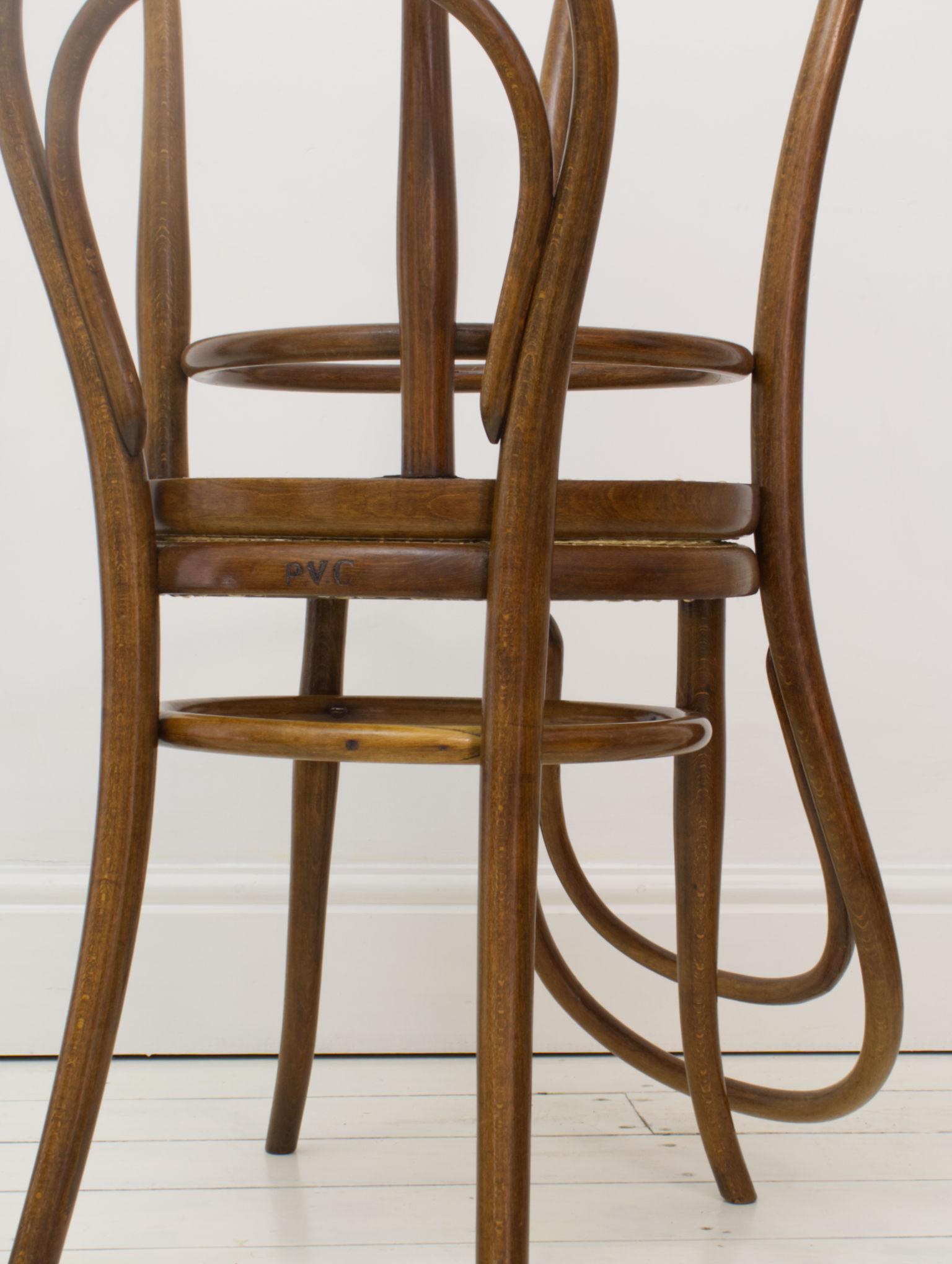 Cane Pair of Early No. 14 Bentwood Side Chairs, by Michel Thonet, bistro chair, 1890s For Sale