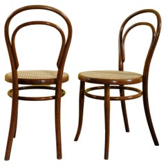 Paar Beistellstühle aus Bugholz, frühe Nr. 14, von Michel Thonet, Bistrostuhl, 1890er Jahre