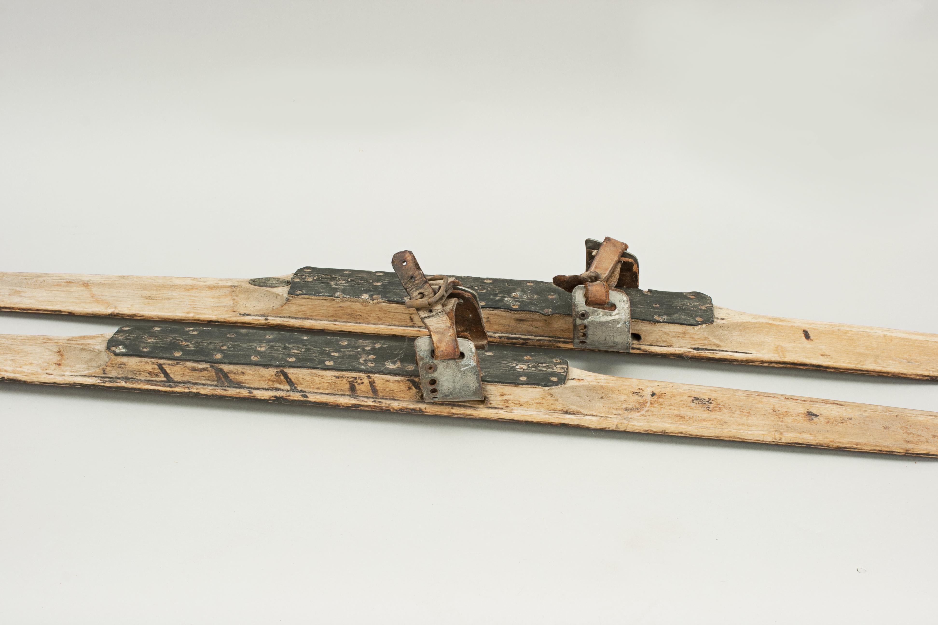 Late 19th Century Pair of Early Nordic Cross Country Skis, Museum Piece For Sale
