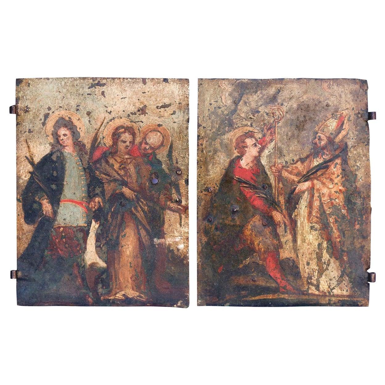 Pair of Early Oil on Copper Paintings