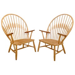 Pair of Early Peacock Lounge Chairs by Hans Wegner for Johannes Hansen