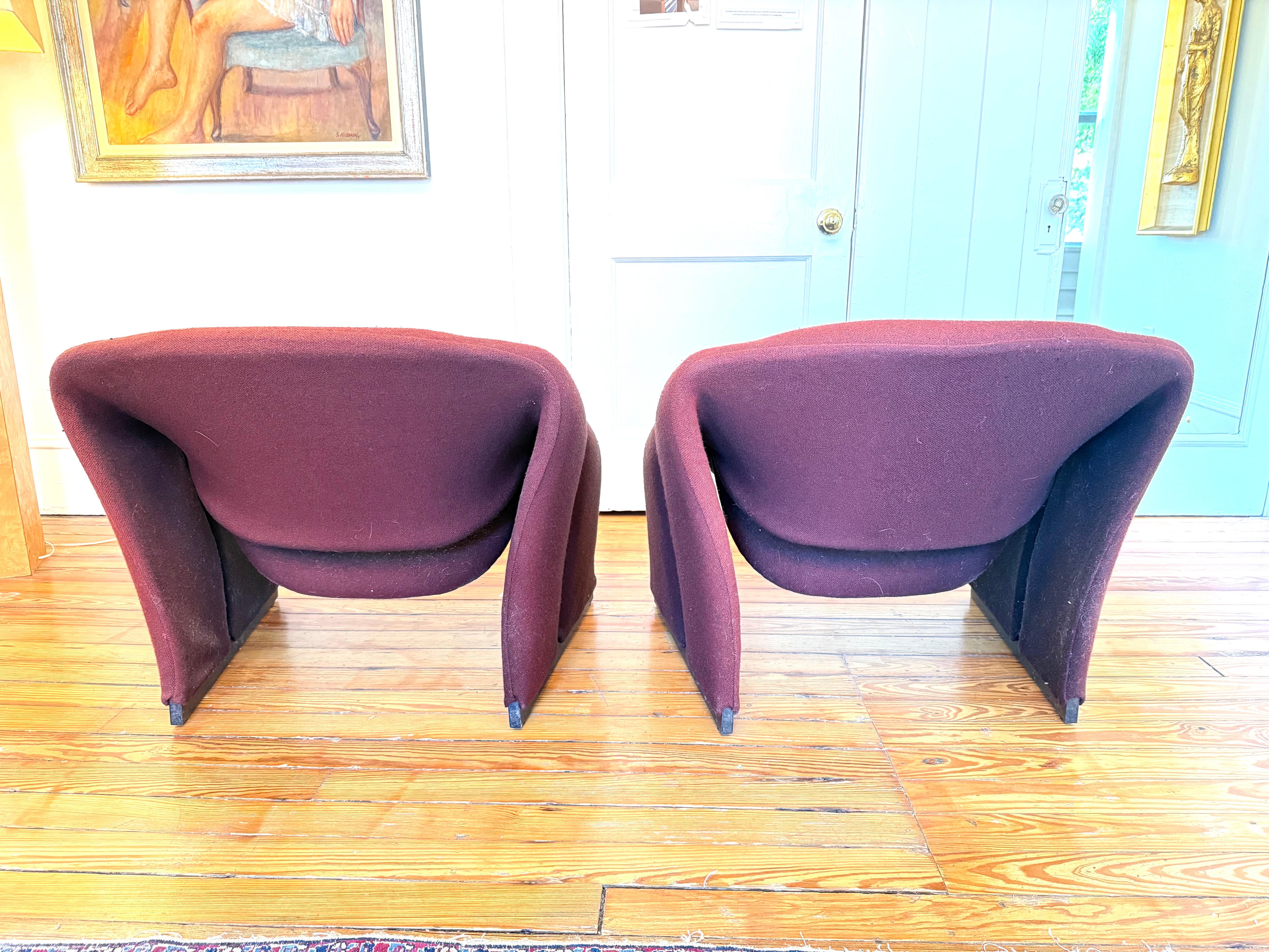 Metal Pair of Early Pierre Paulin F598 Groovy Chairs For Sale