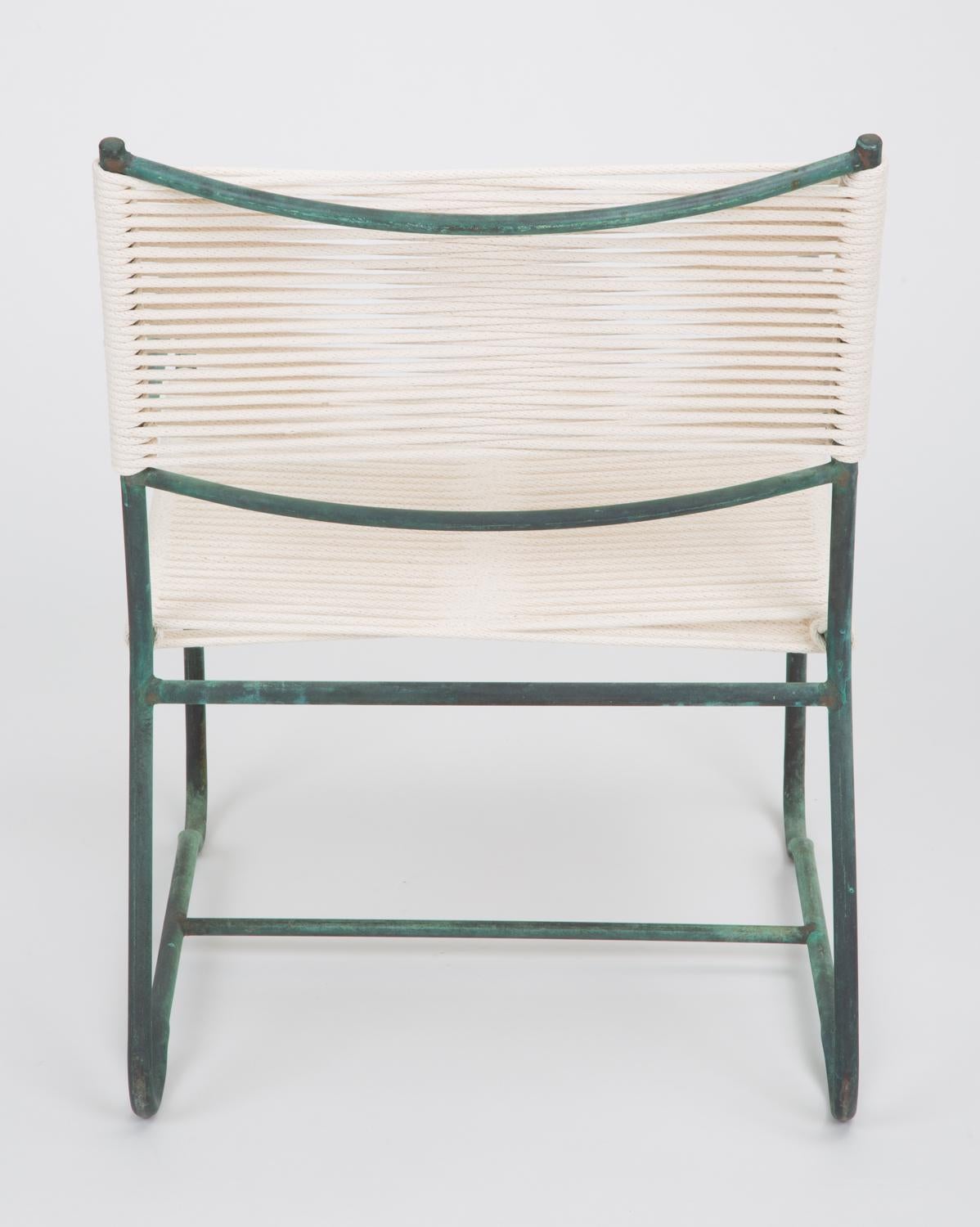 Hand-Woven Pair of Early Production Walter Lamb Lounge Chairs with Feet