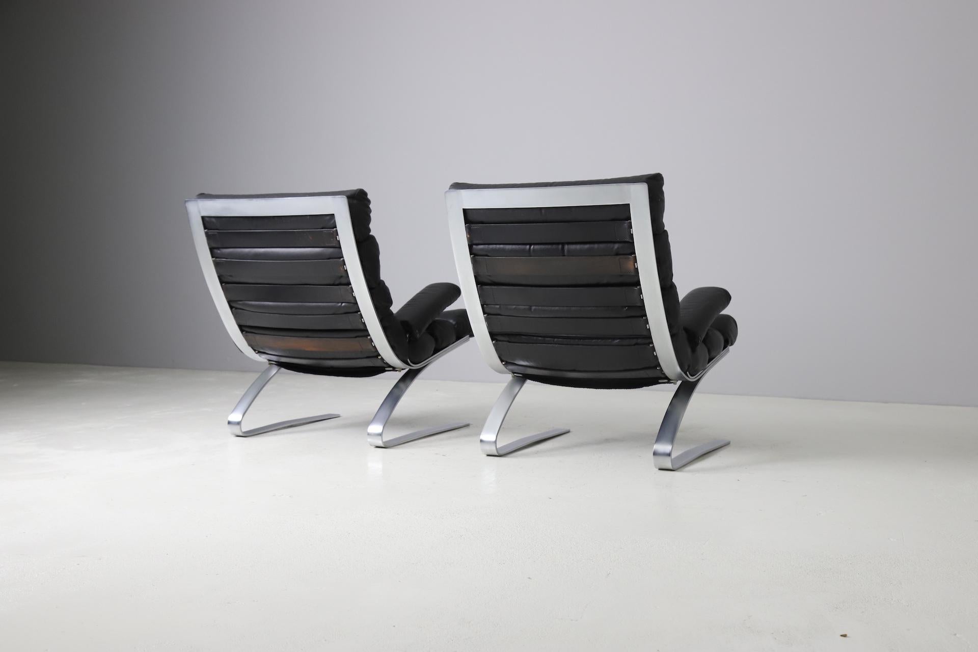 Mid-Century Modern Pair of Early 'Sinus' Lounge Chairs by R. Adolf & H. Schröpfer for COR, 1976
