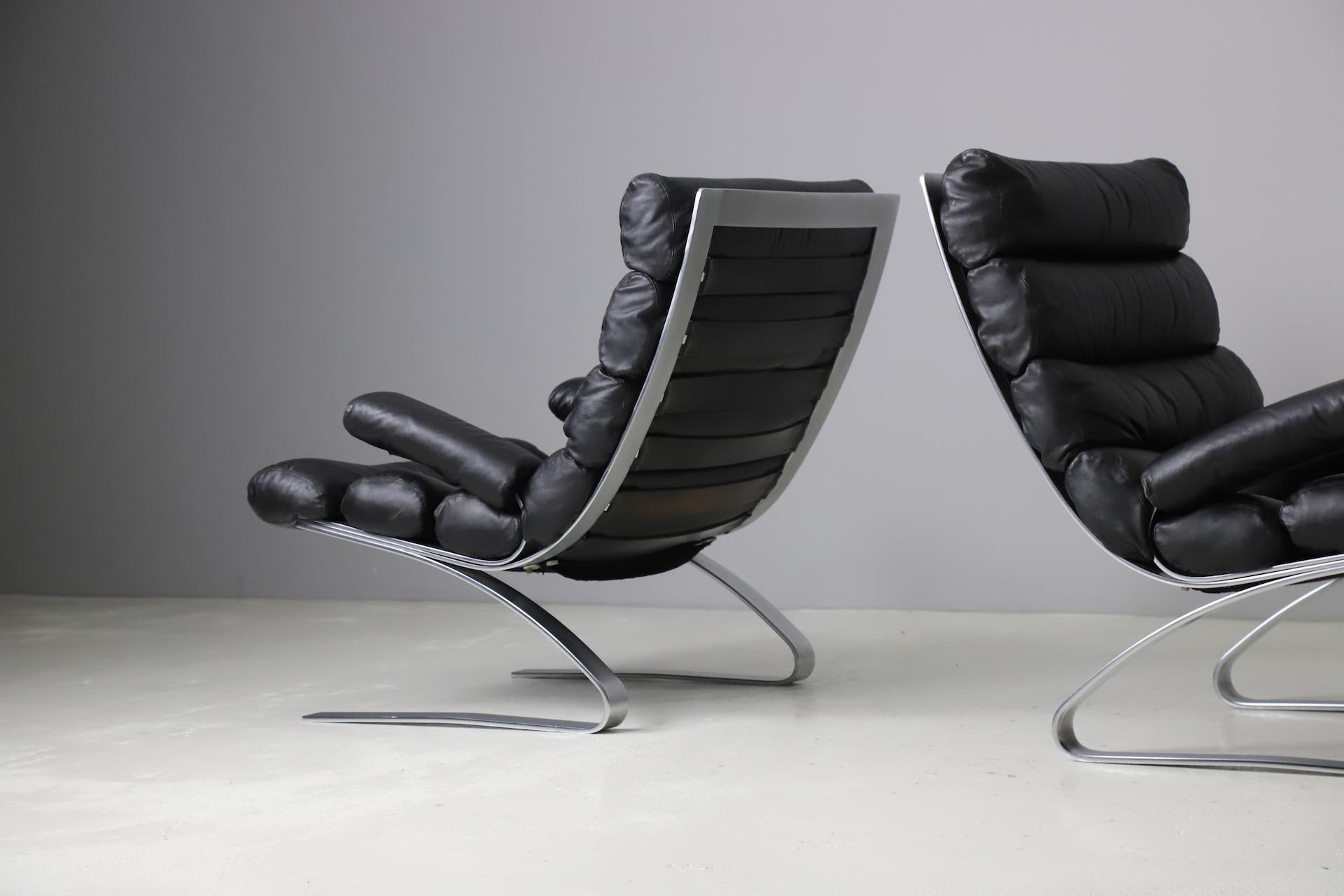 German Pair of Early 'Sinus' Lounge Chairs by R. Adolf & H. Schröpfer for COR, 1976