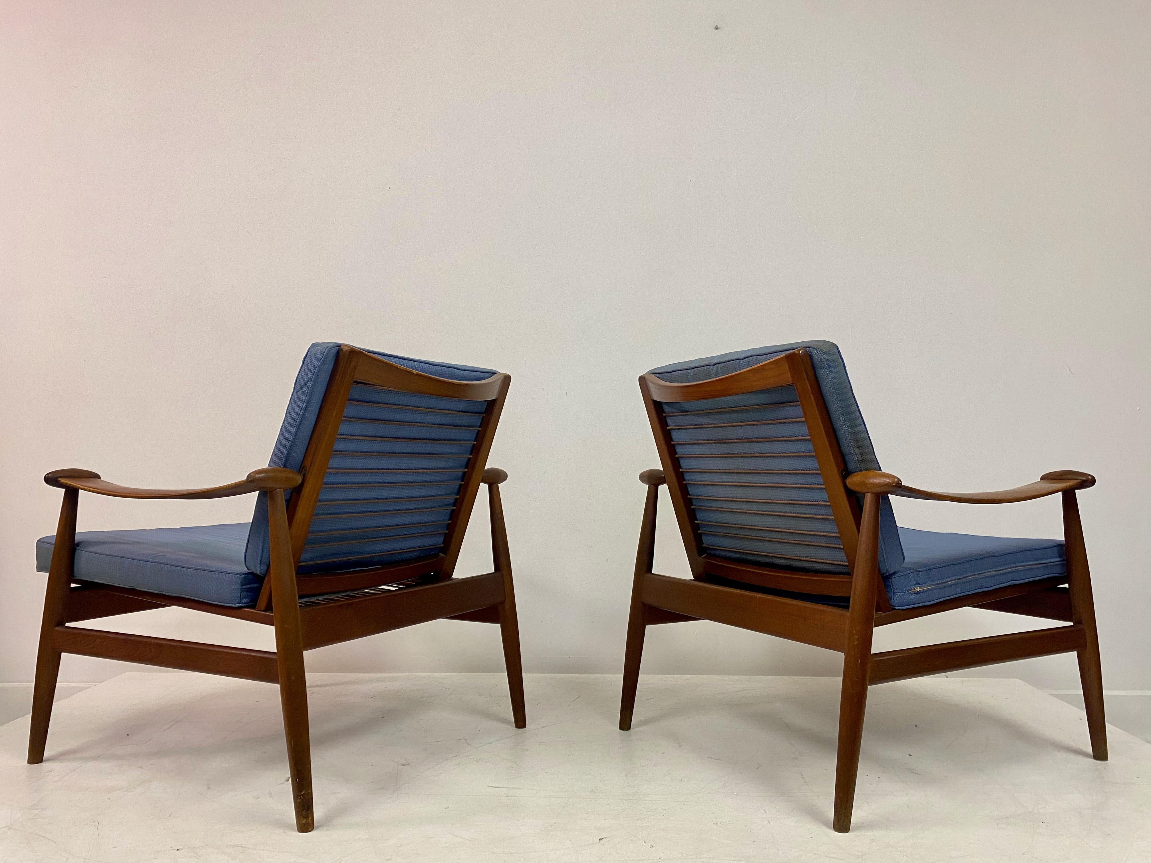 Pair Of  Early Spade Chairs In Teak By Finn Juhl For France And Daverkosen 5