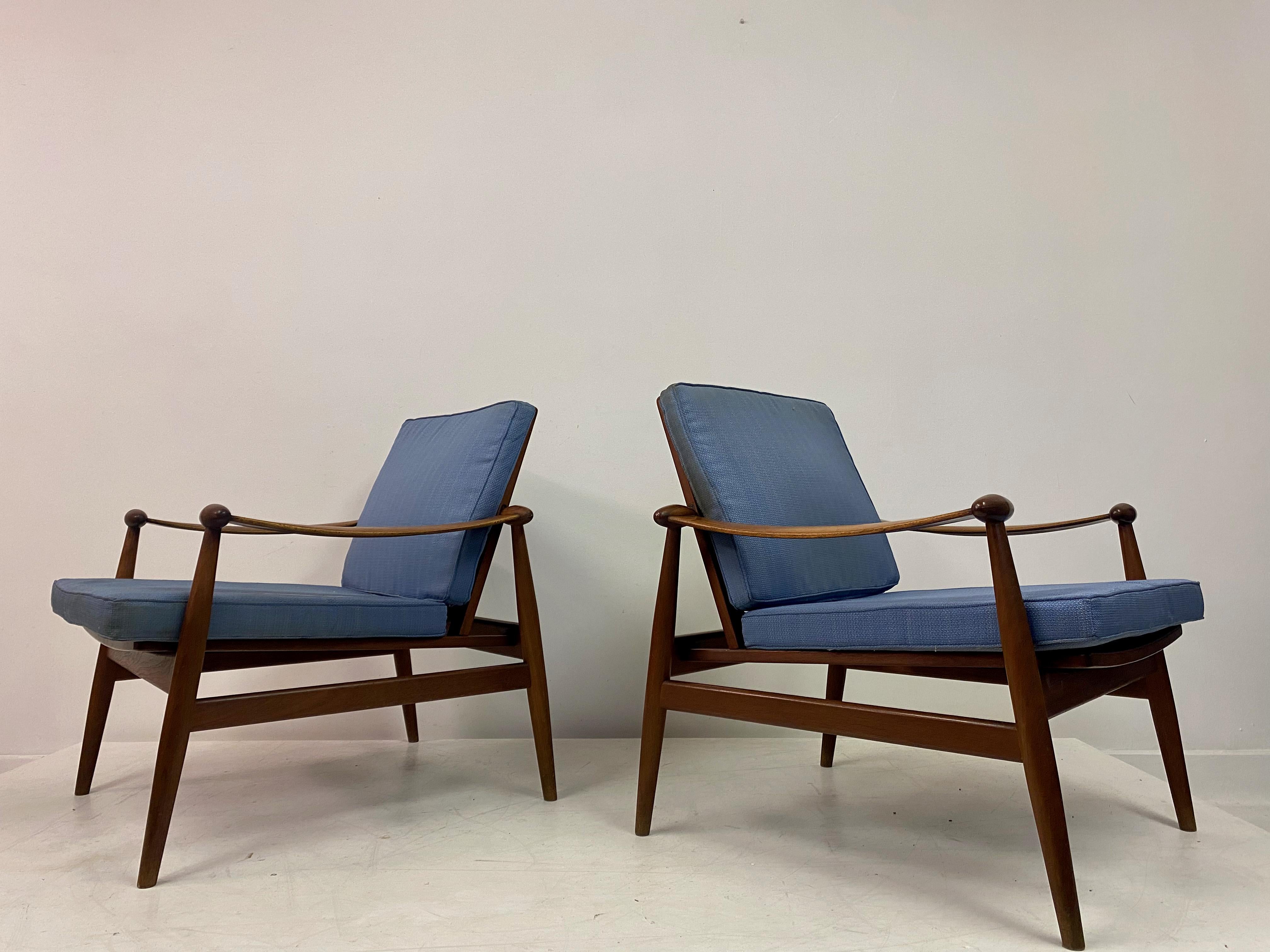 Pair Of  Early Spade Chairs In Teak By Finn Juhl For France And Daverkosen 7