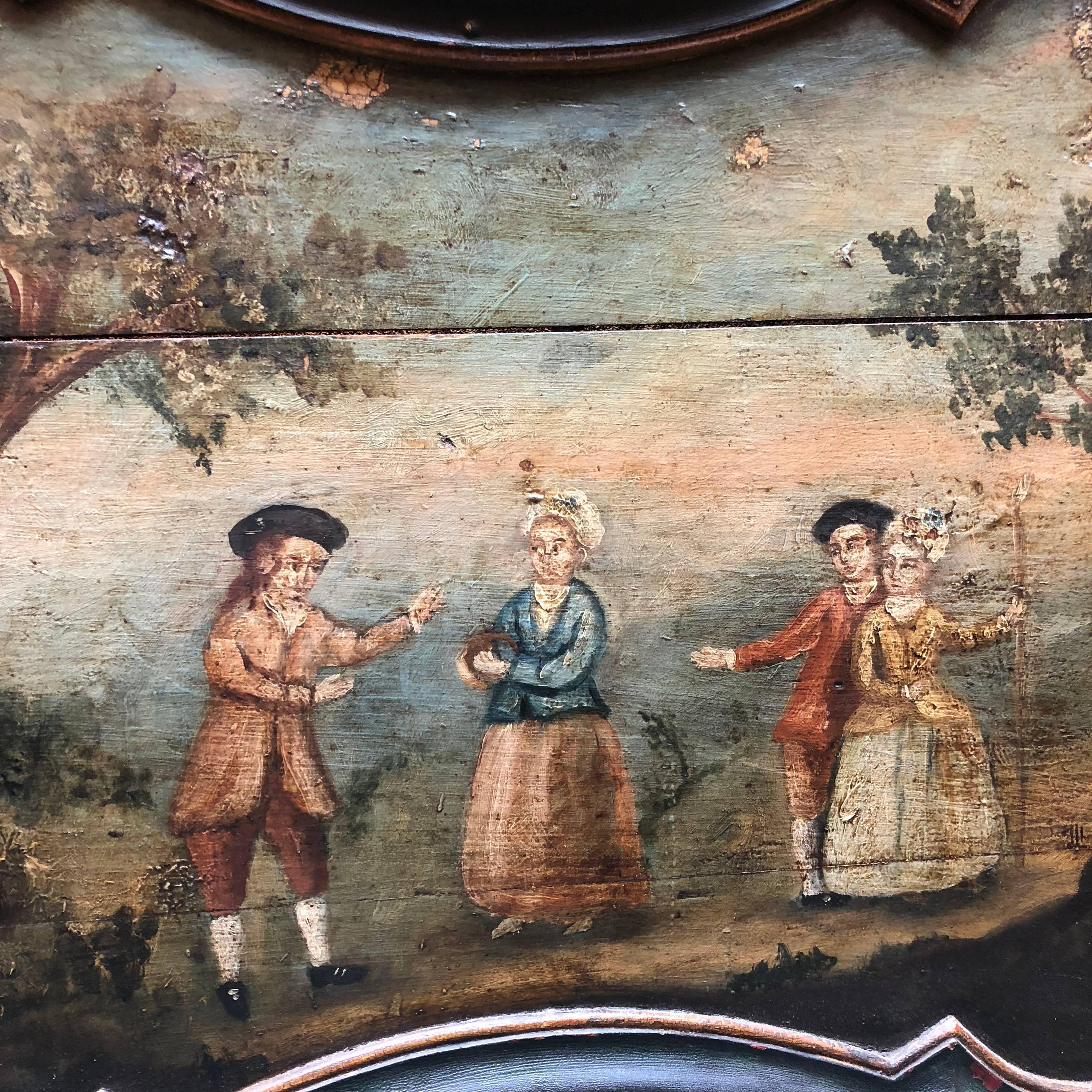 Pair Of Scandinavian Rococo Folk Art Wooden Paintings  For Sale 8