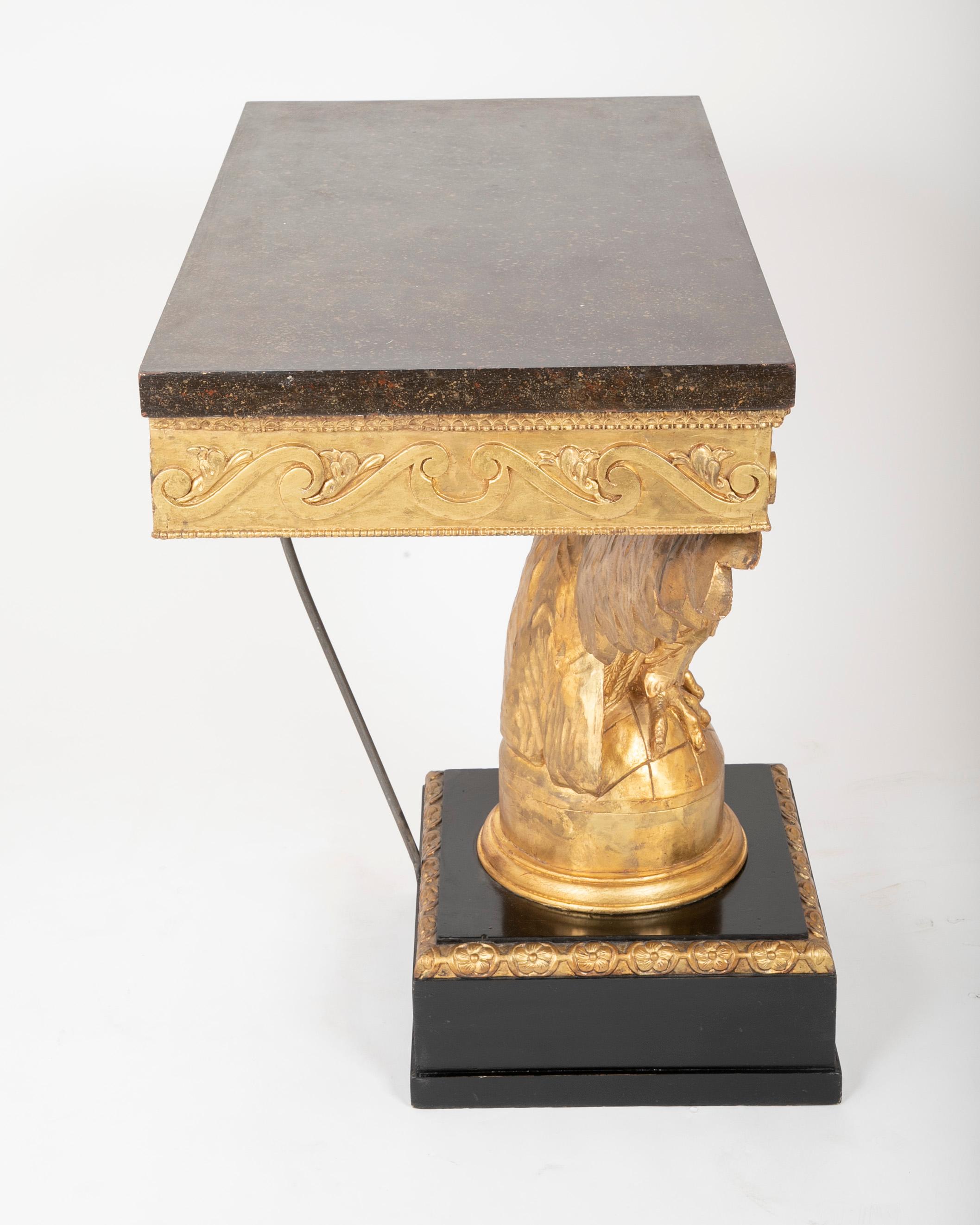 Pair of Early to Mid-19th Century Giltwood Eagle Console Tables 8