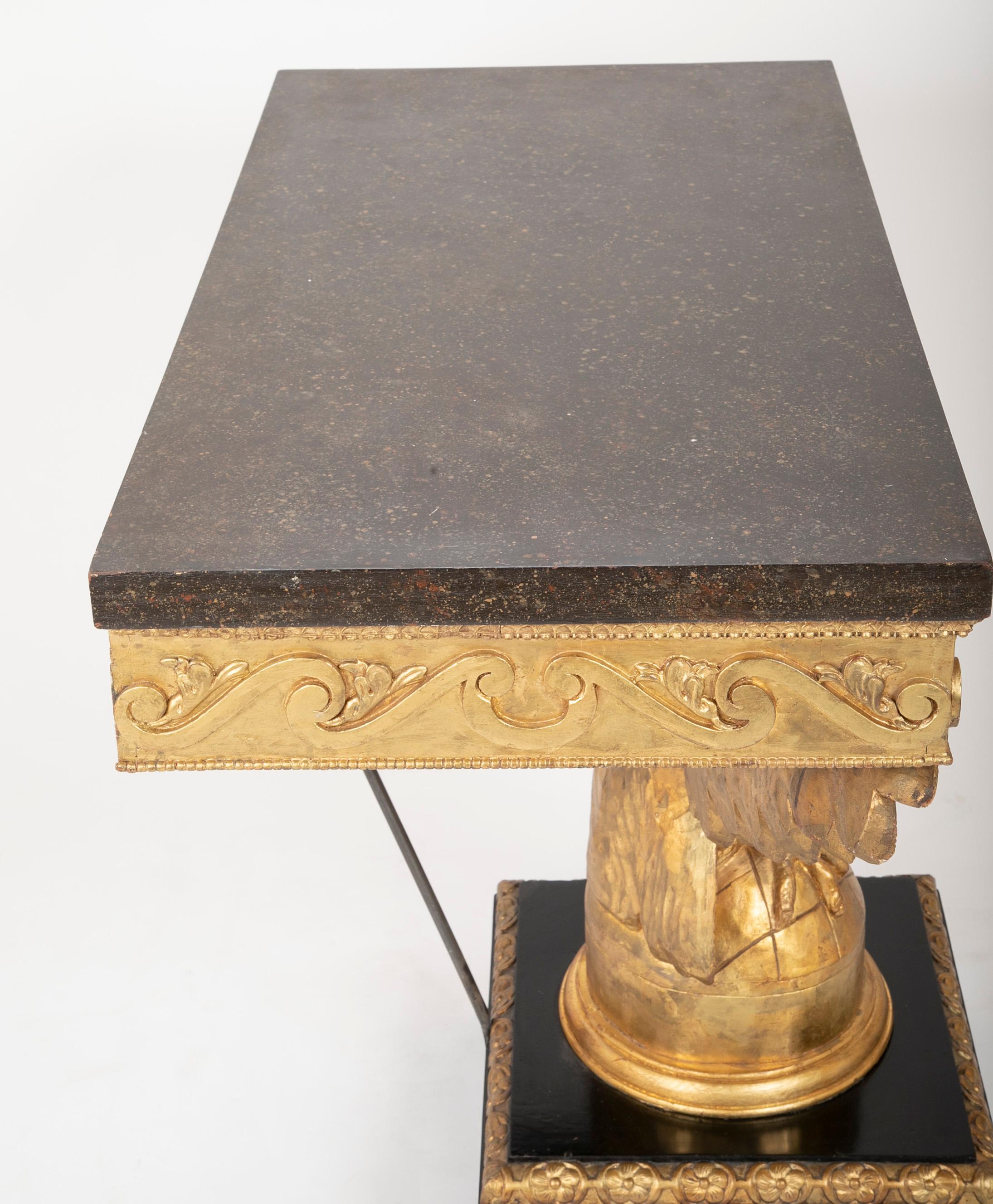 Pair of Early to Mid-19th Century Giltwood Eagle Console Tables 11