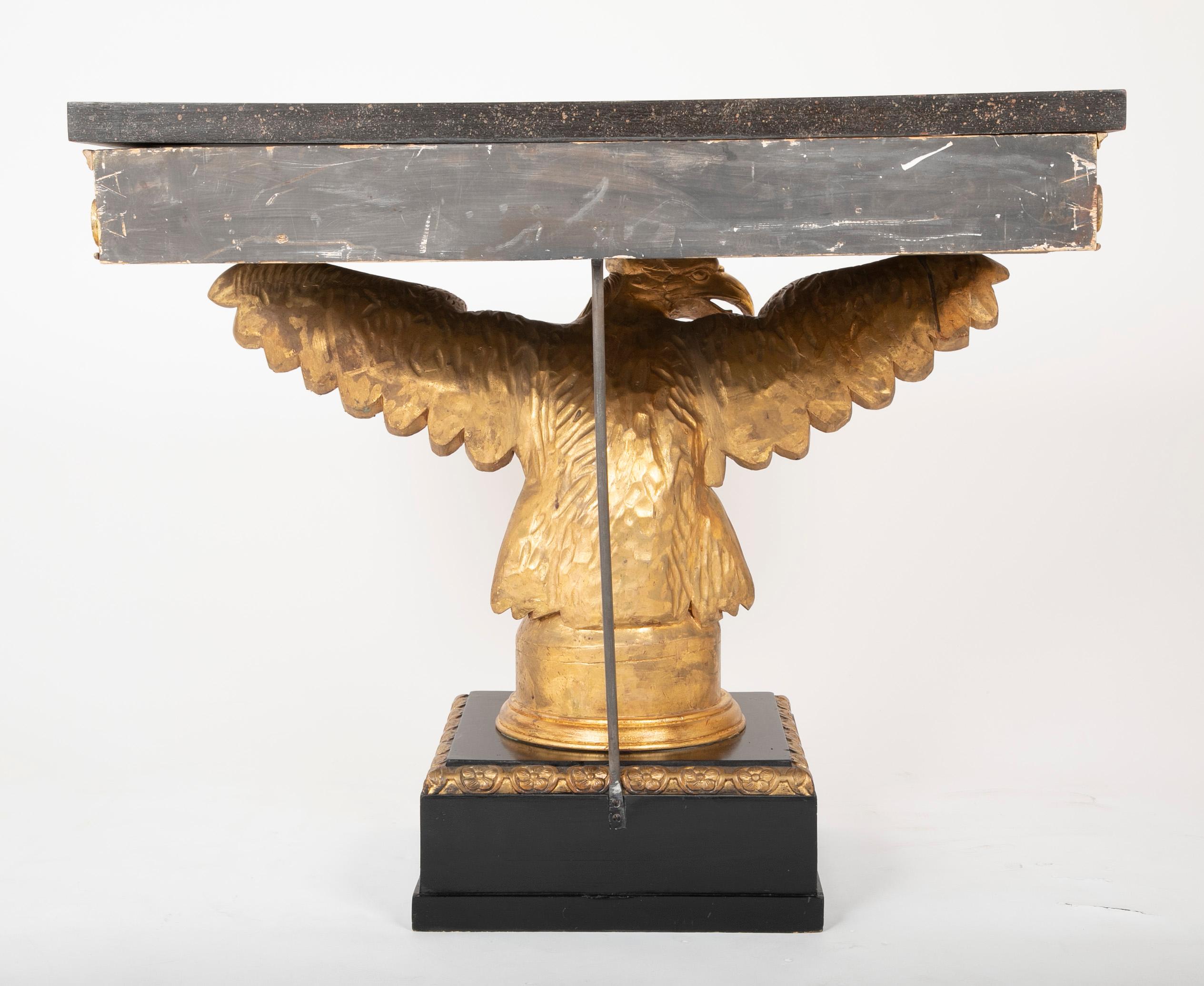 Pair of Early to Mid-19th Century Giltwood Eagle Console Tables 13