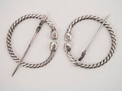 Pair of Early to Mid-20th Century Silver Tribal Fibulae, Berber People, Tunisia