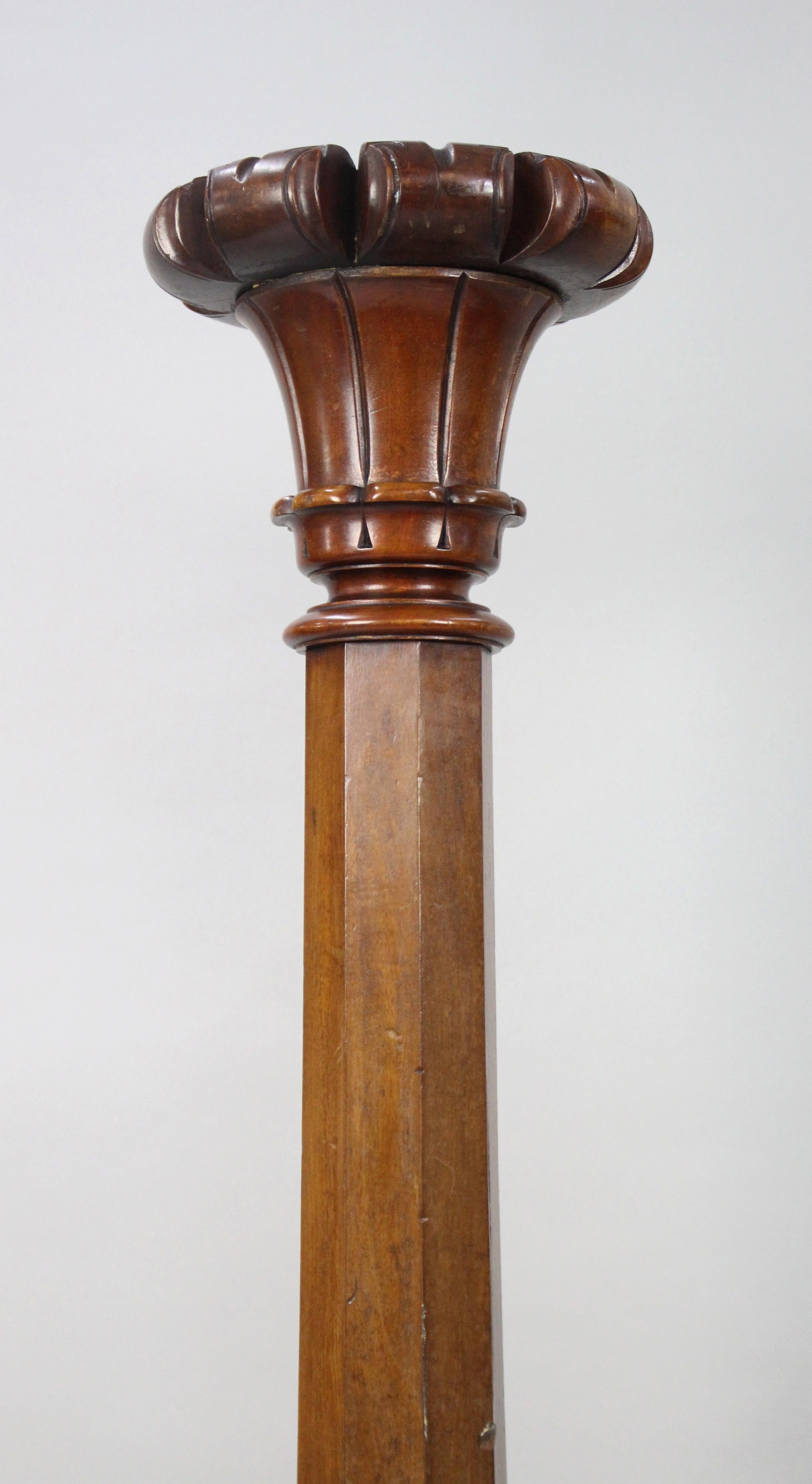 19th Century Pair of Early Victorian Carved Mahogany Pedestals For Sale