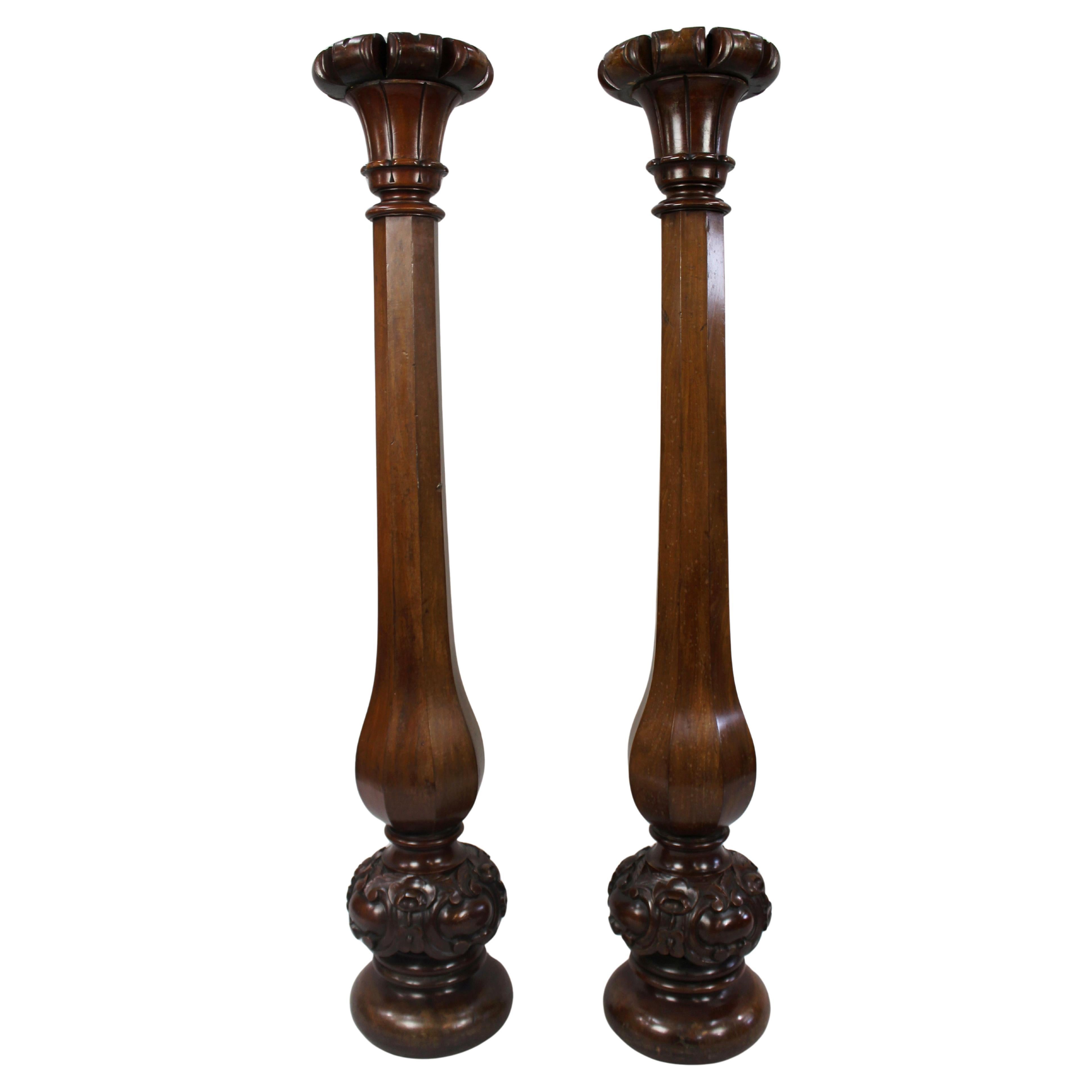Pair of Early Victorian Carved Mahogany Pedestals
