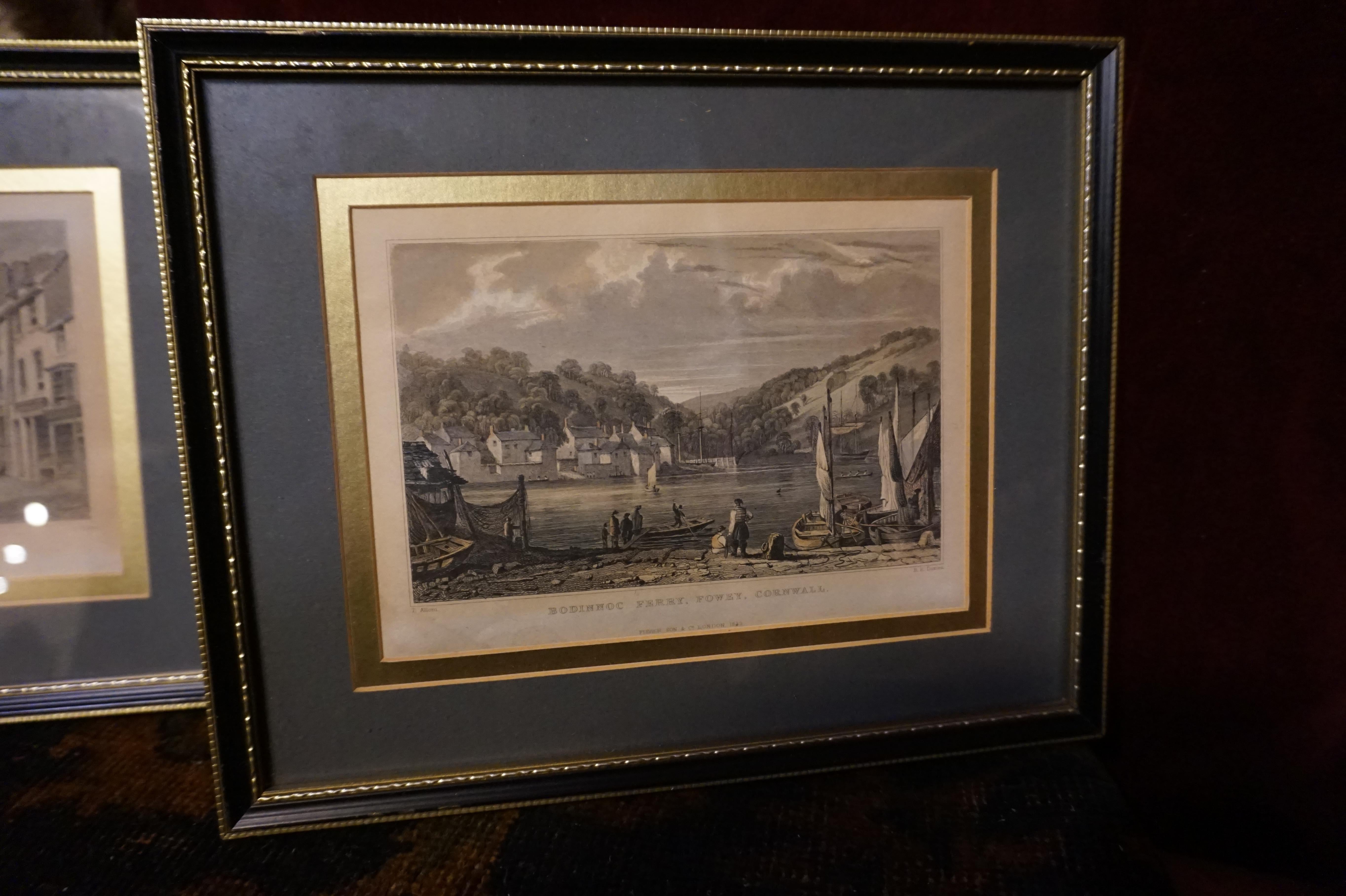 Coppia di acquetinte della Cornovaglia di epoca previttoriana con timbro e montatura in vendita 4
