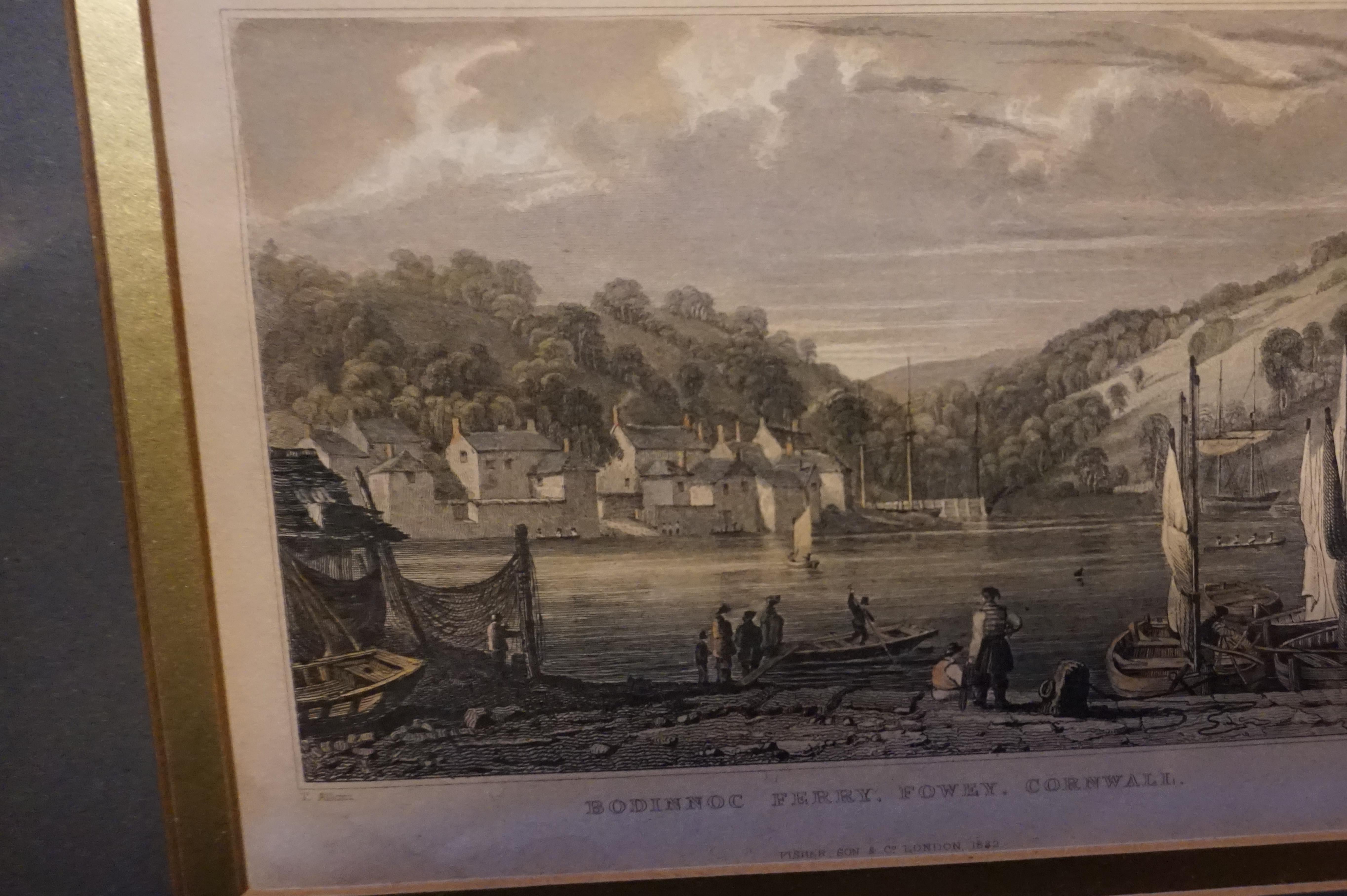 Pair of Early Victorian English Stamped Framed & Mounted Cornwall Aquatints For Sale 7