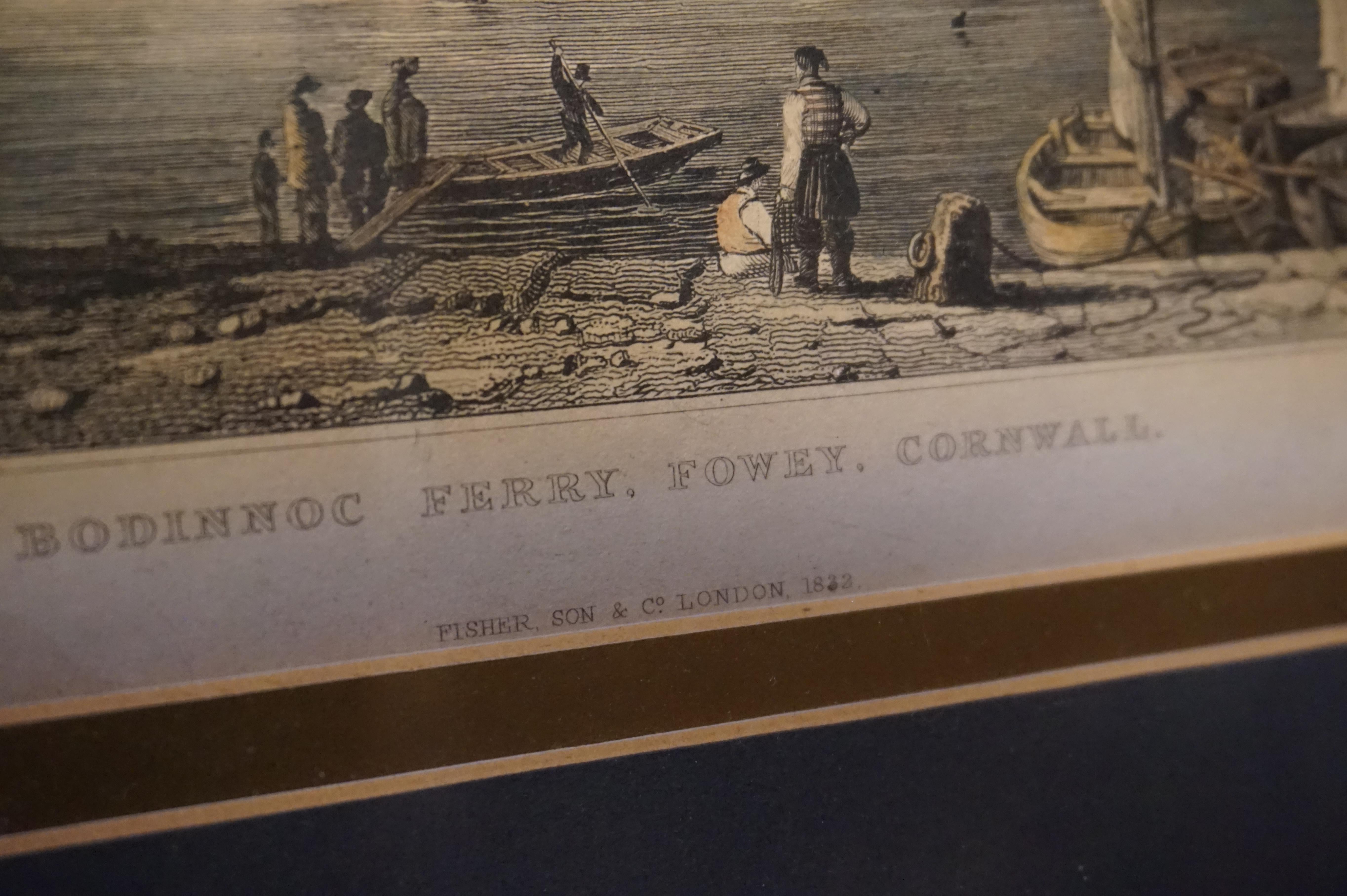 Pair of Early Victorian English Stamped Framed & Mounted Cornwall Aquatints For Sale 9