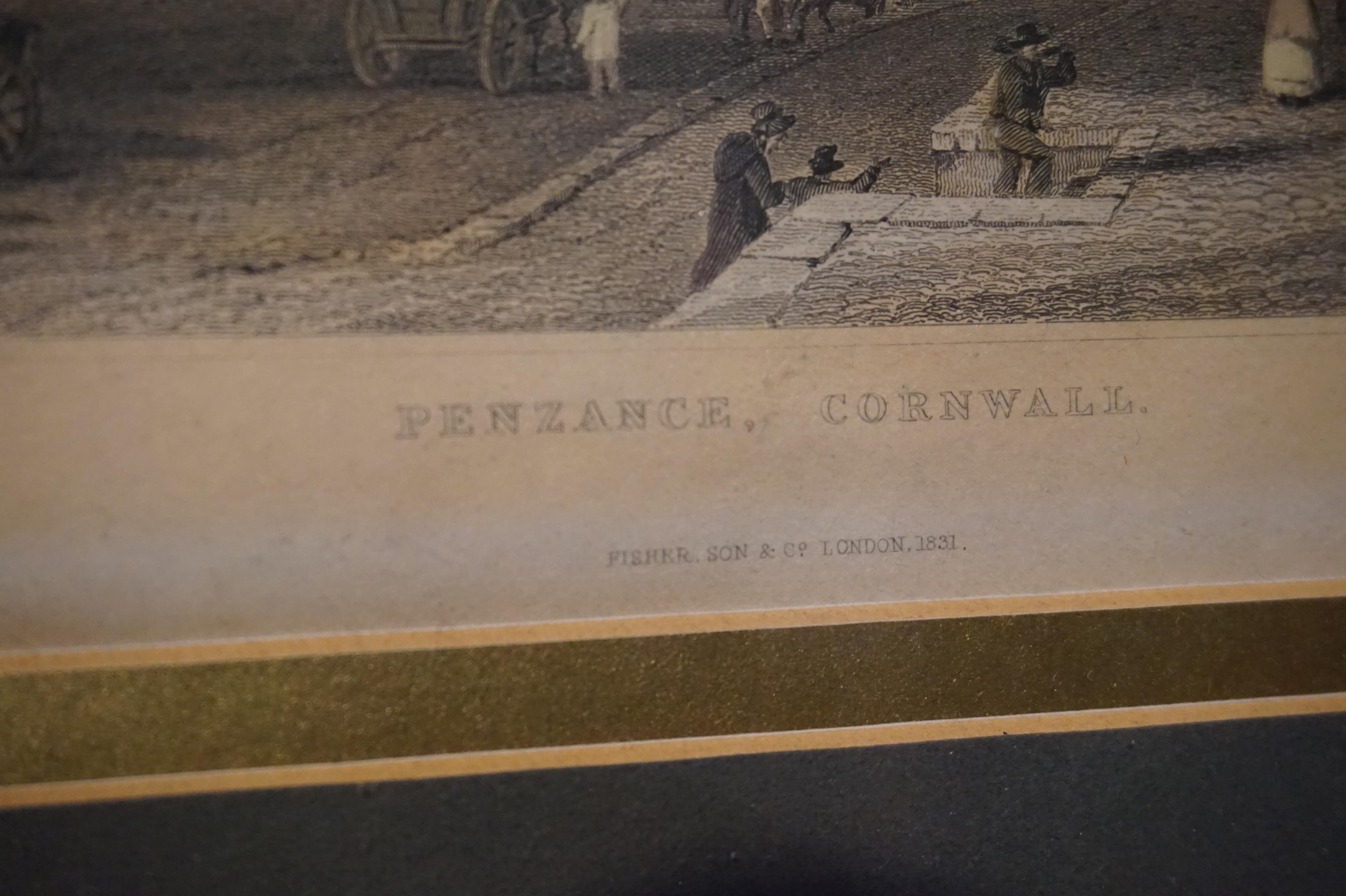 Coppia di acquetinte della Cornovaglia di epoca previttoriana con timbro e montatura in vendita 8