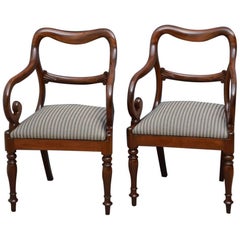Pair of Early Victorian Mahogany Balloonback Carver Chairs