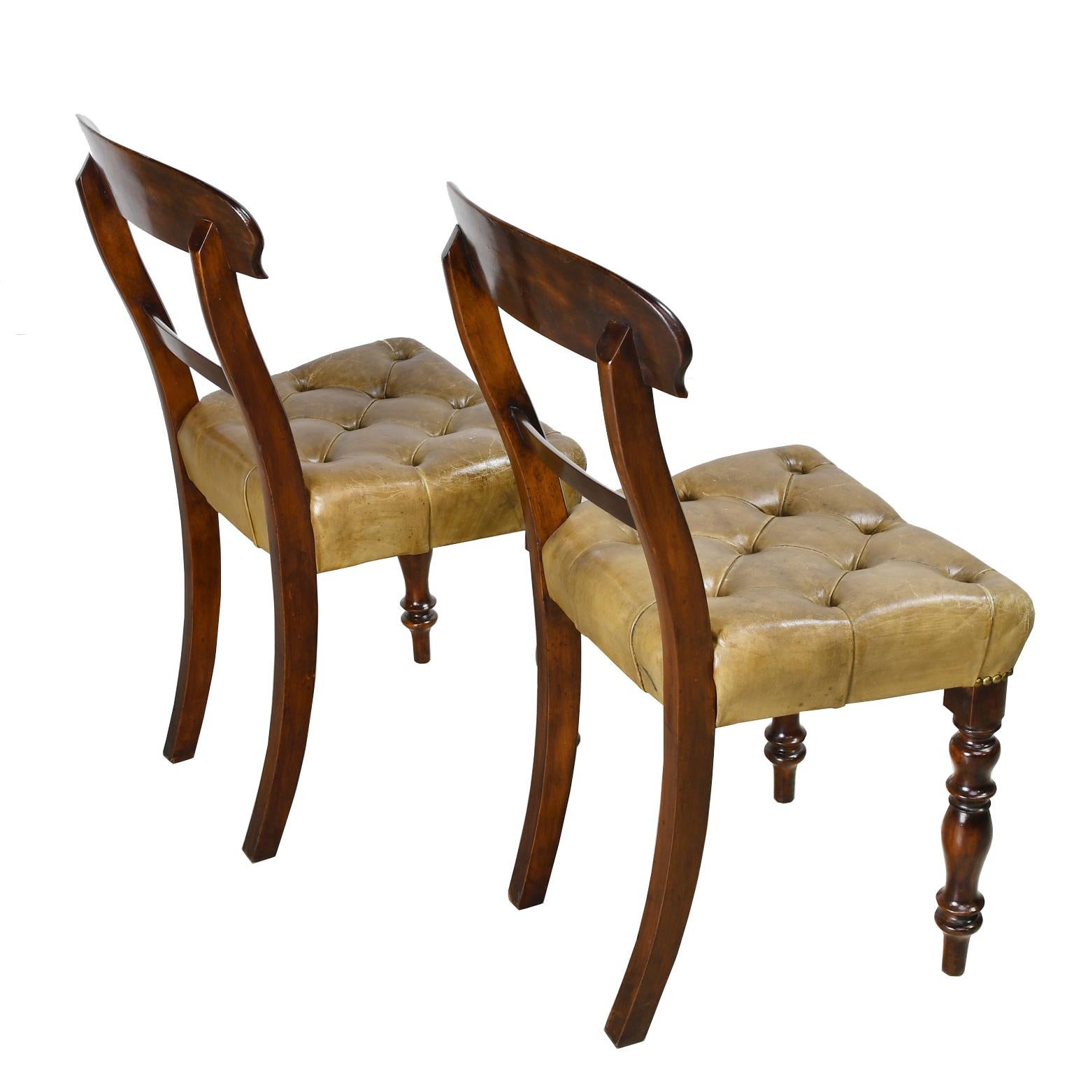 Pair of Early Victorian Mahogany Chairs with Leather Upholstery, England 3