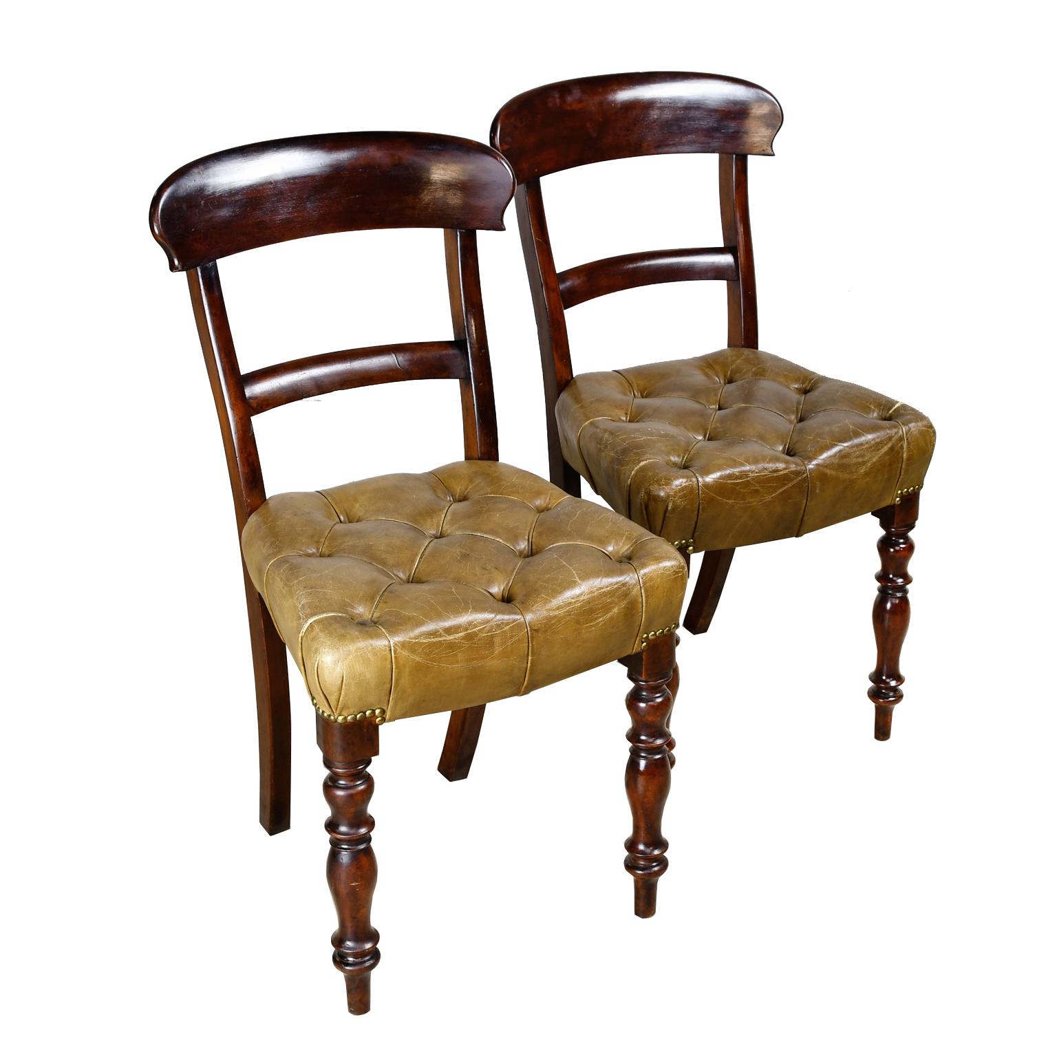Pair of Early Victorian Mahogany Chairs with Leather Upholstery, England 5