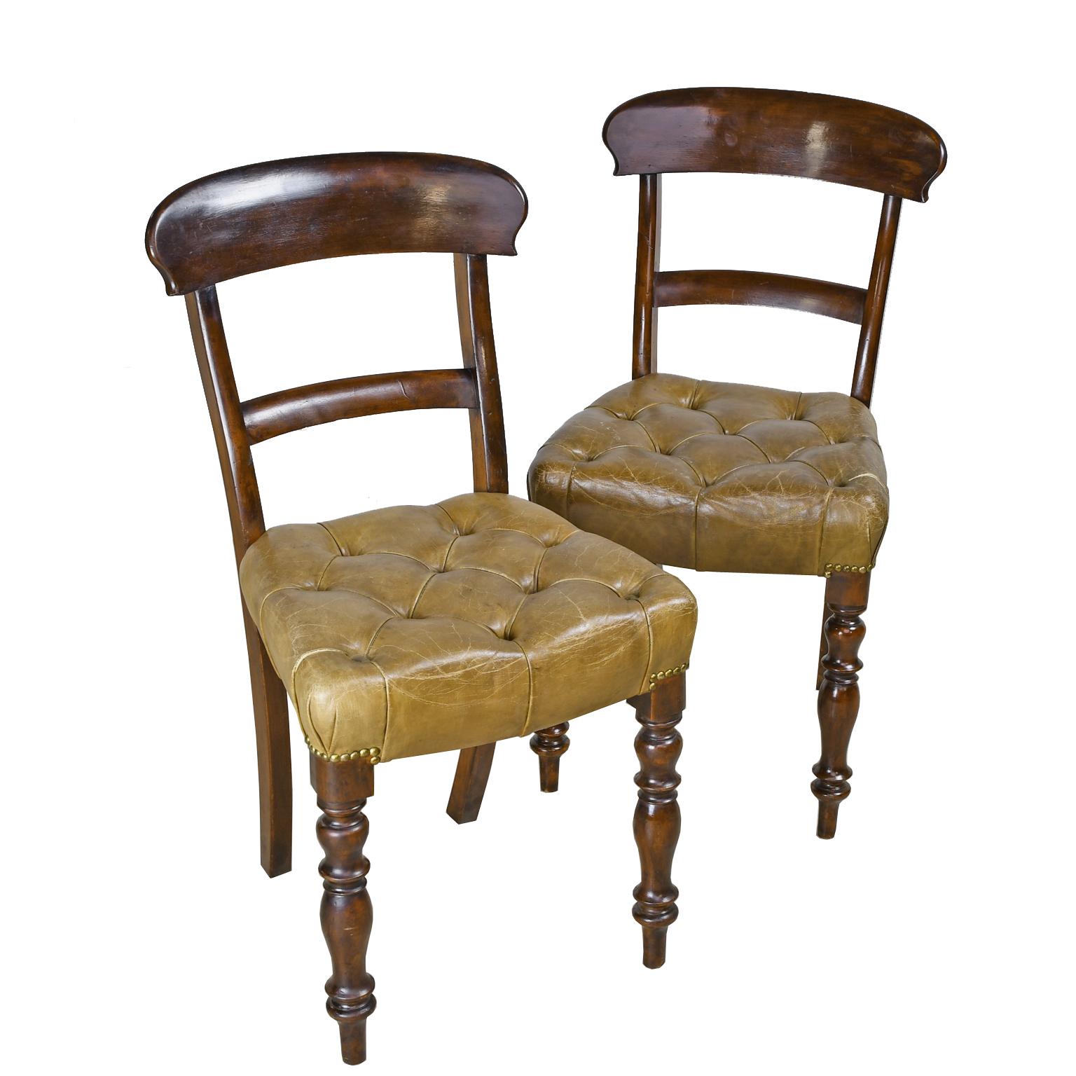 Pair of Early Victorian Mahogany Chairs with Leather Upholstery, England 6
