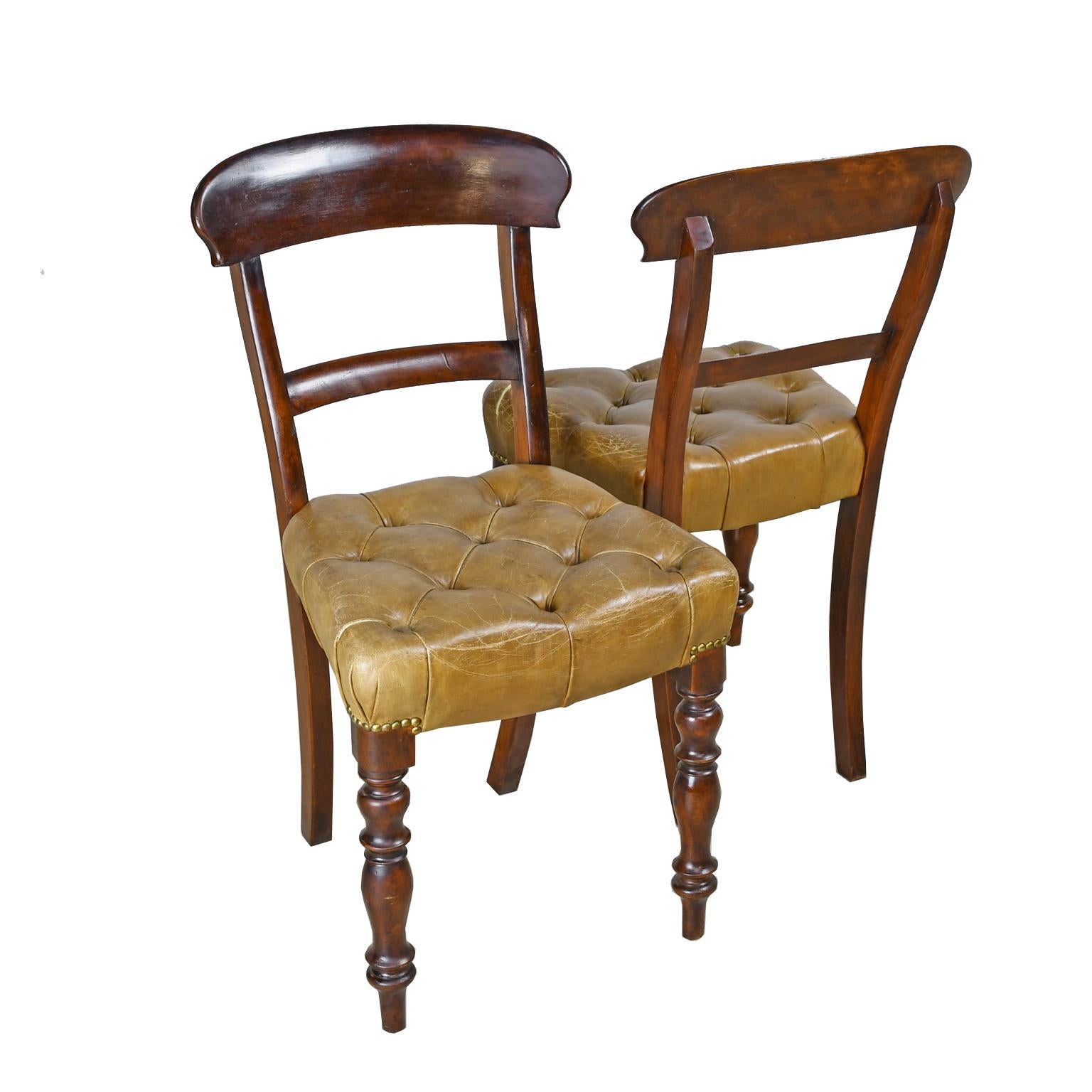 Pair of Early Victorian Mahogany Chairs with Leather Upholstery, England 7