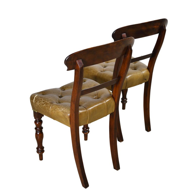 Pair of Early Victorian Mahogany Chairs with Leather ...