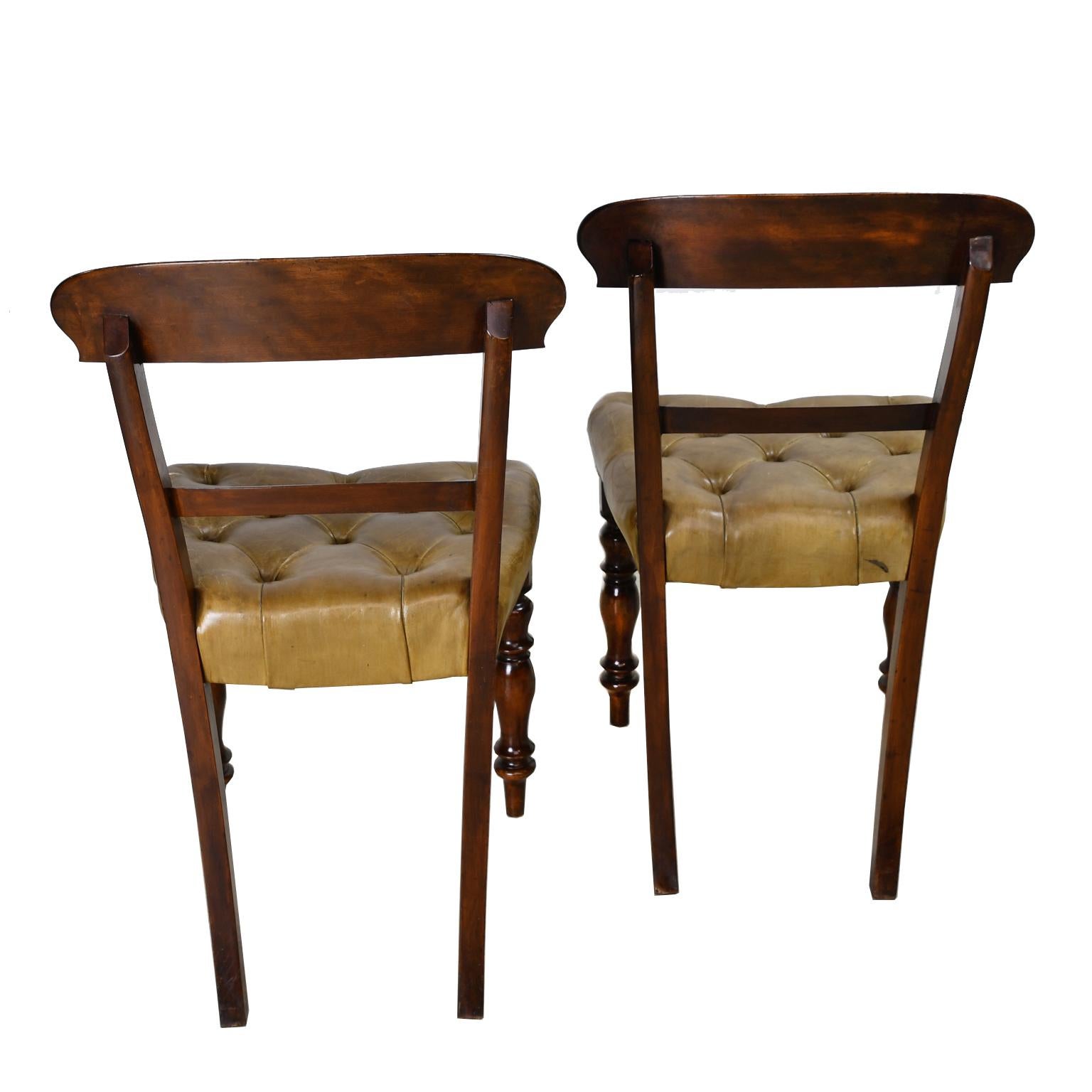 Pair of Early Victorian Mahogany Chairs with Leather Upholstery, England 2