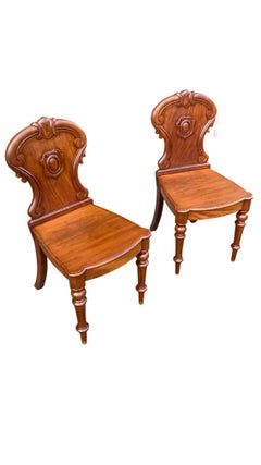 Pair of Early Victorian Mahogany Hall Chairs