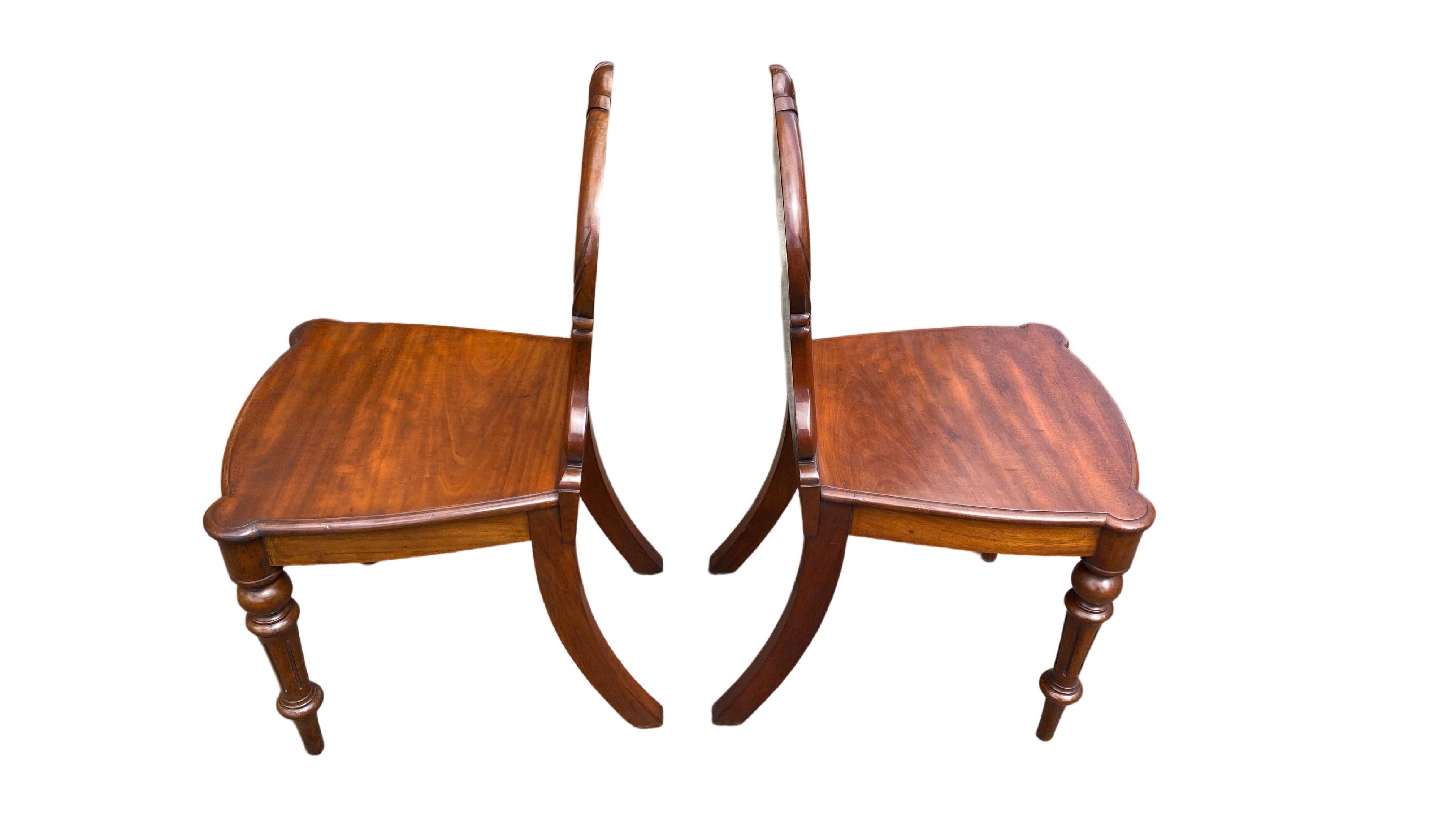 Pair of Early Victorian Mahogany Hall Chairs For Sale 1