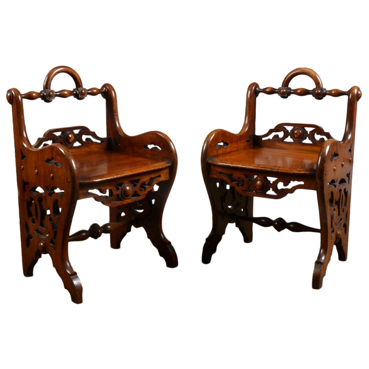 Pair of Early Victorian Mahogany Hall Chairs in the Manner of Richard Bridgens