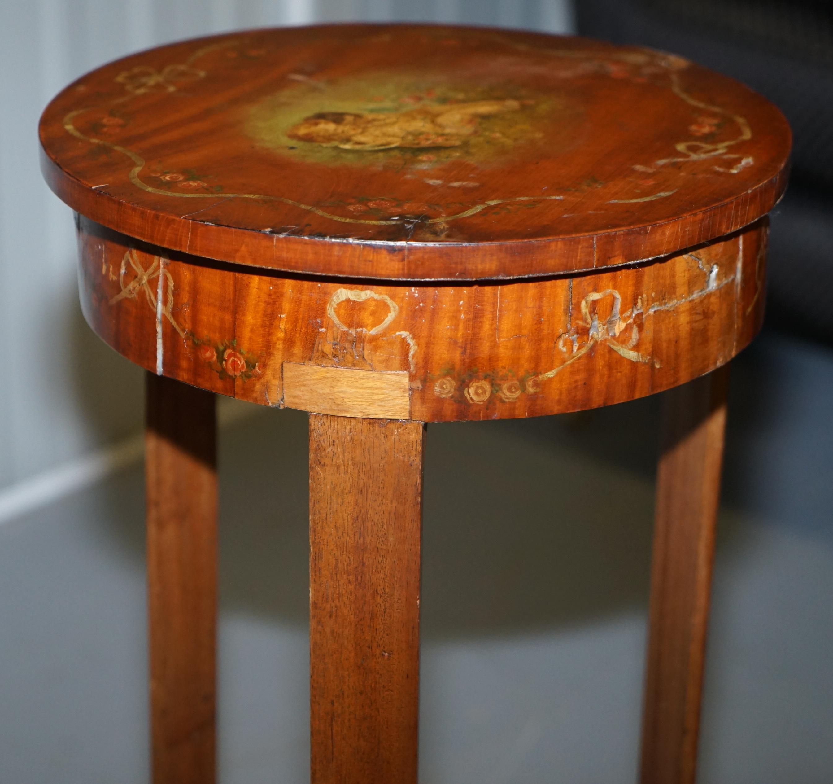 19th Century Pair of Early Victorian Sheraton Revival Side Tables with Internal Storage