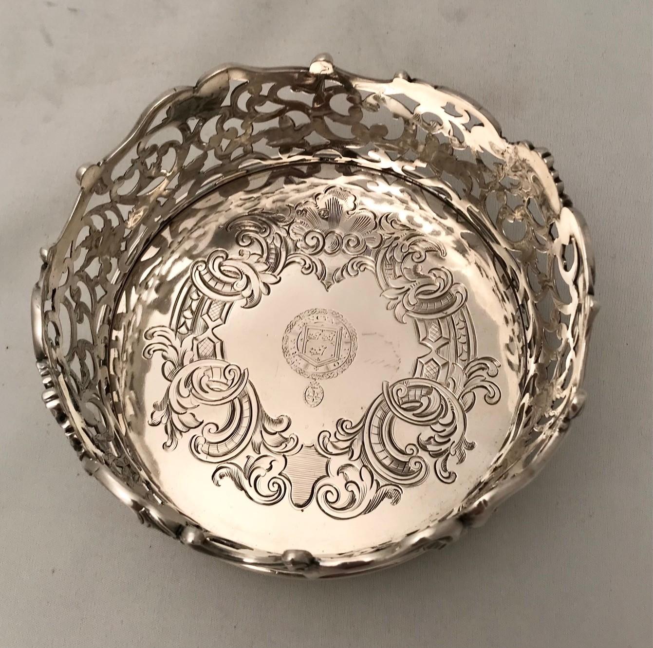 Pair of  Early Victorian Silver Bottle Coasters For Sale 4
