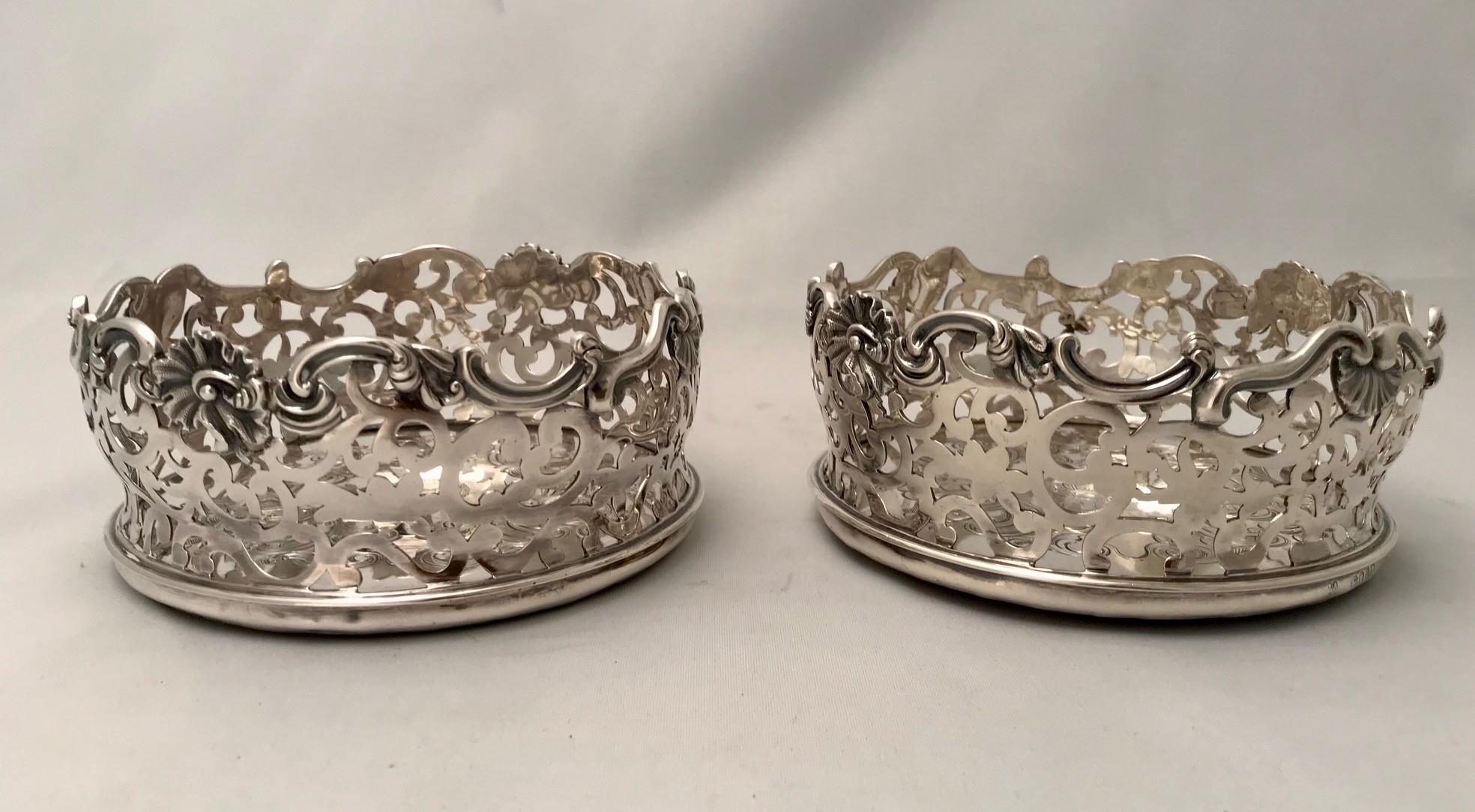 Pair of  Early Victorian Silver Bottle Coasters For Sale 8